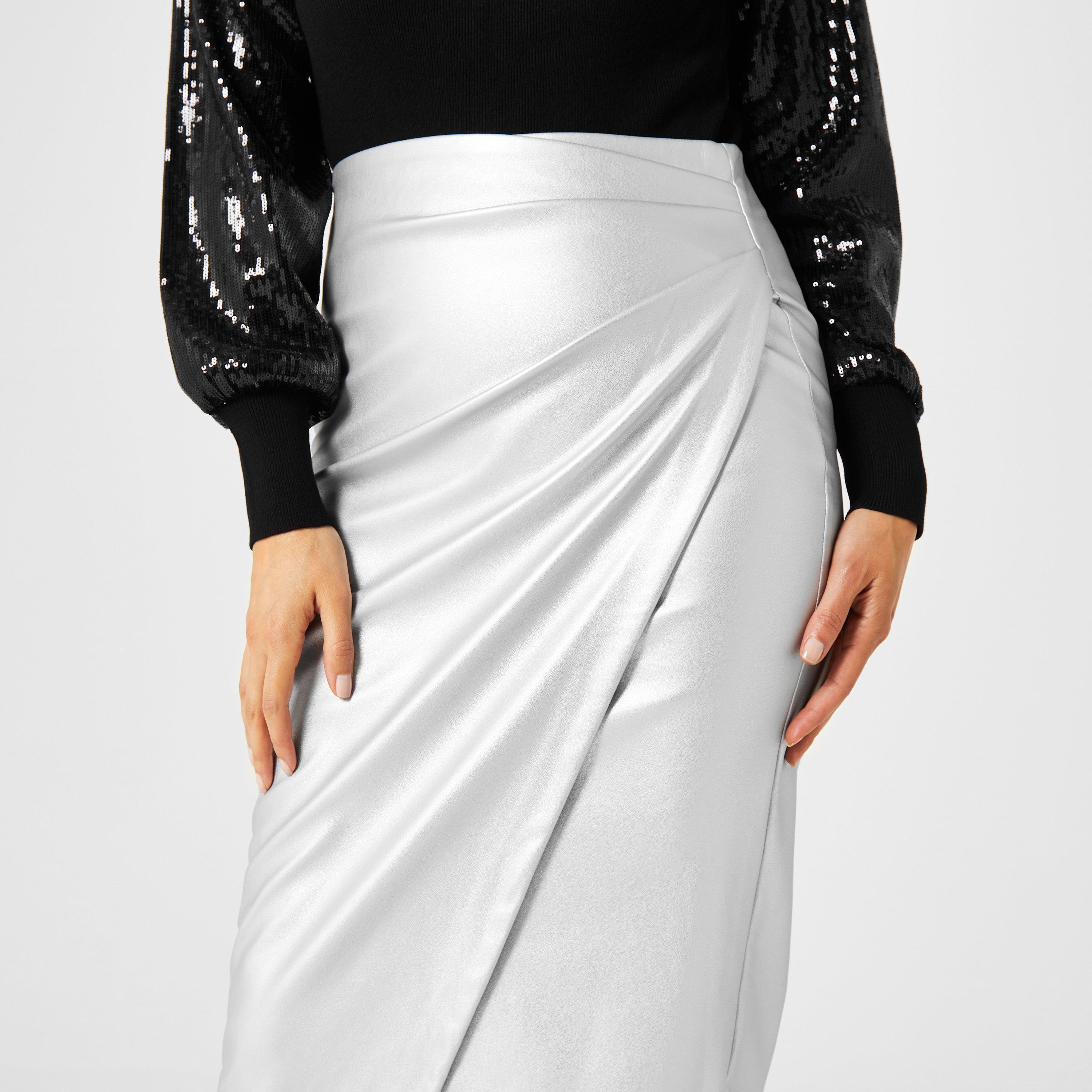 Silver - Biba - Biba PU Midi Skirt - 3