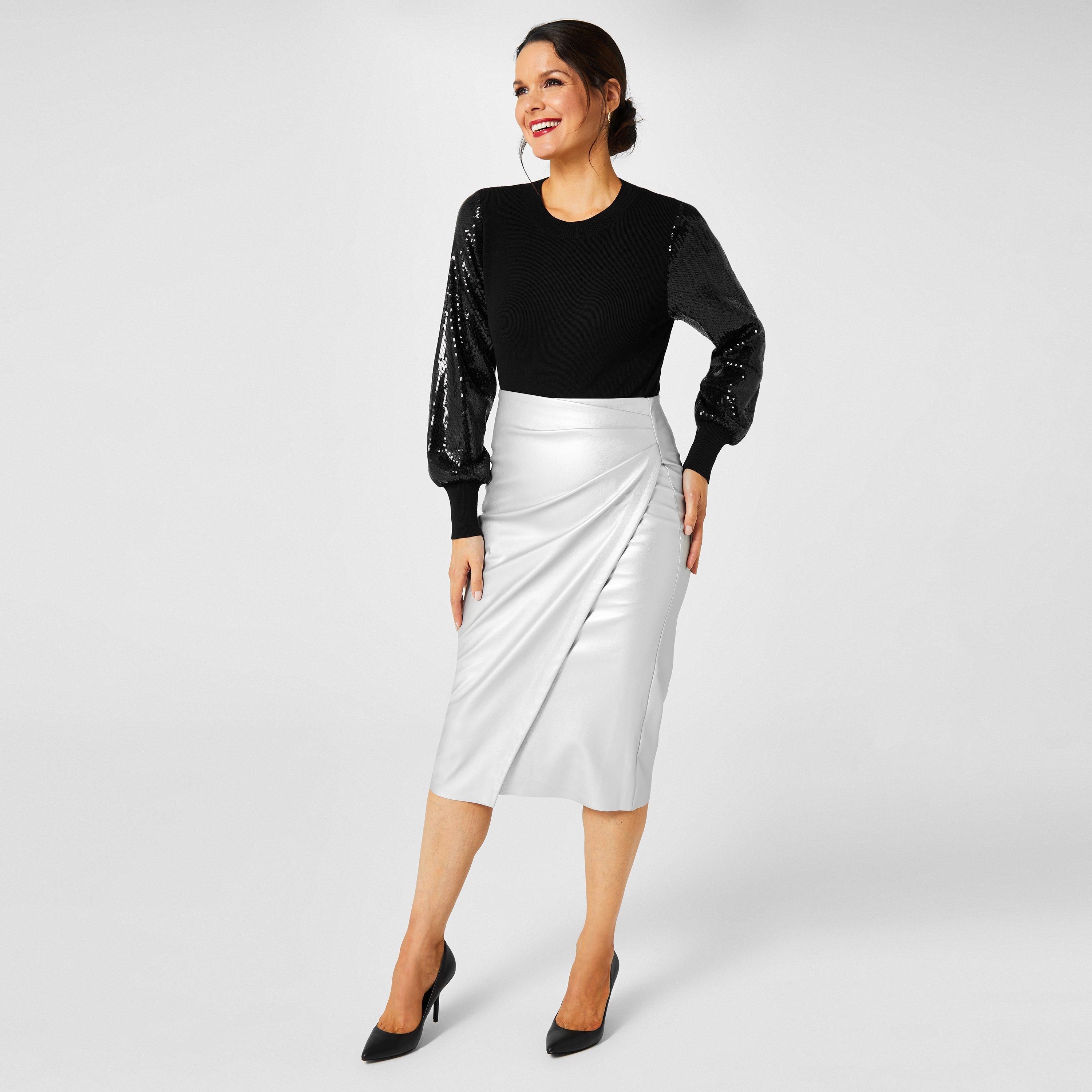 Silver - Biba - Biba PU Midi Skirt - 4