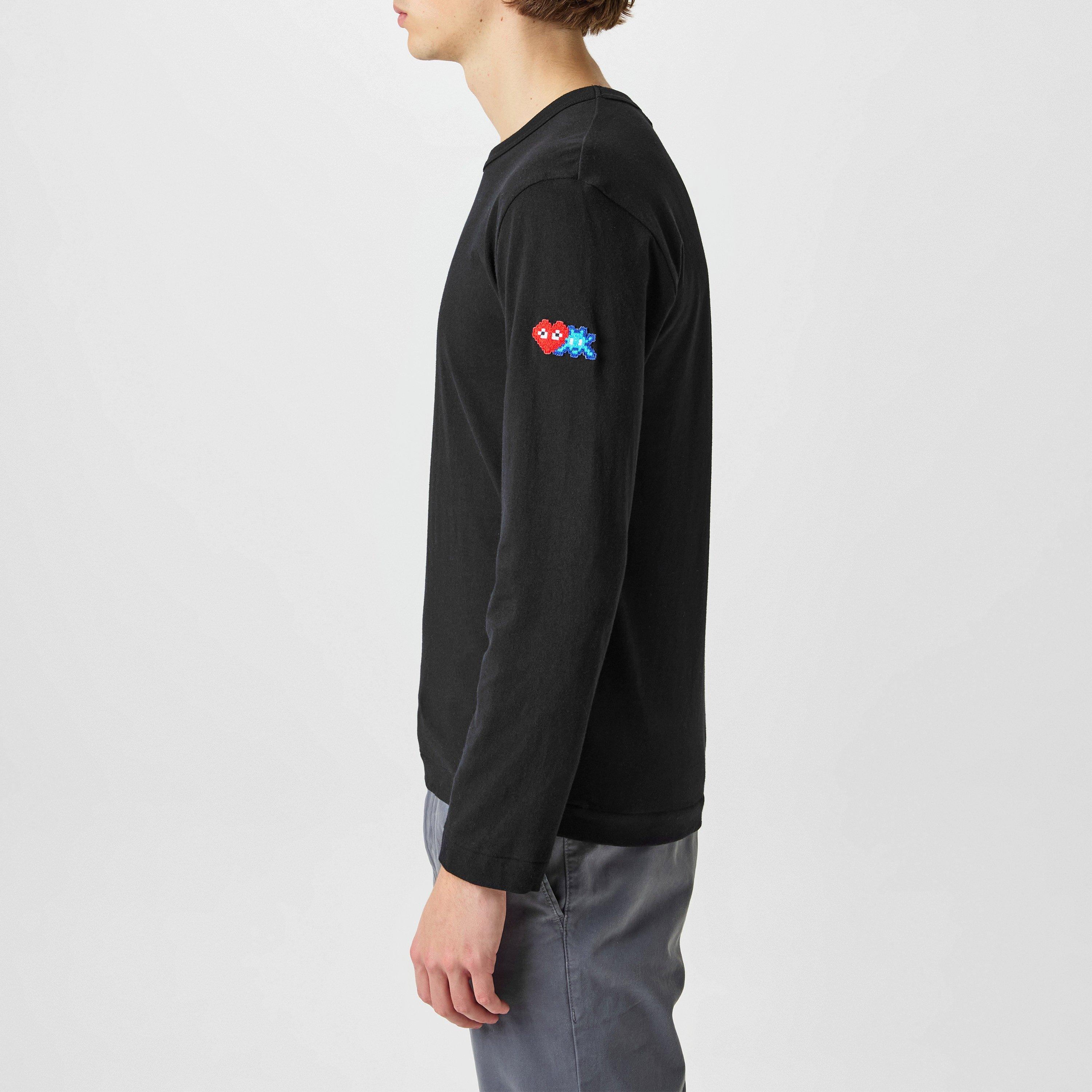 Black 1 - Comme des Garcons PLAY - X The Artist Invader Long Sleeve T-Shirt - 3