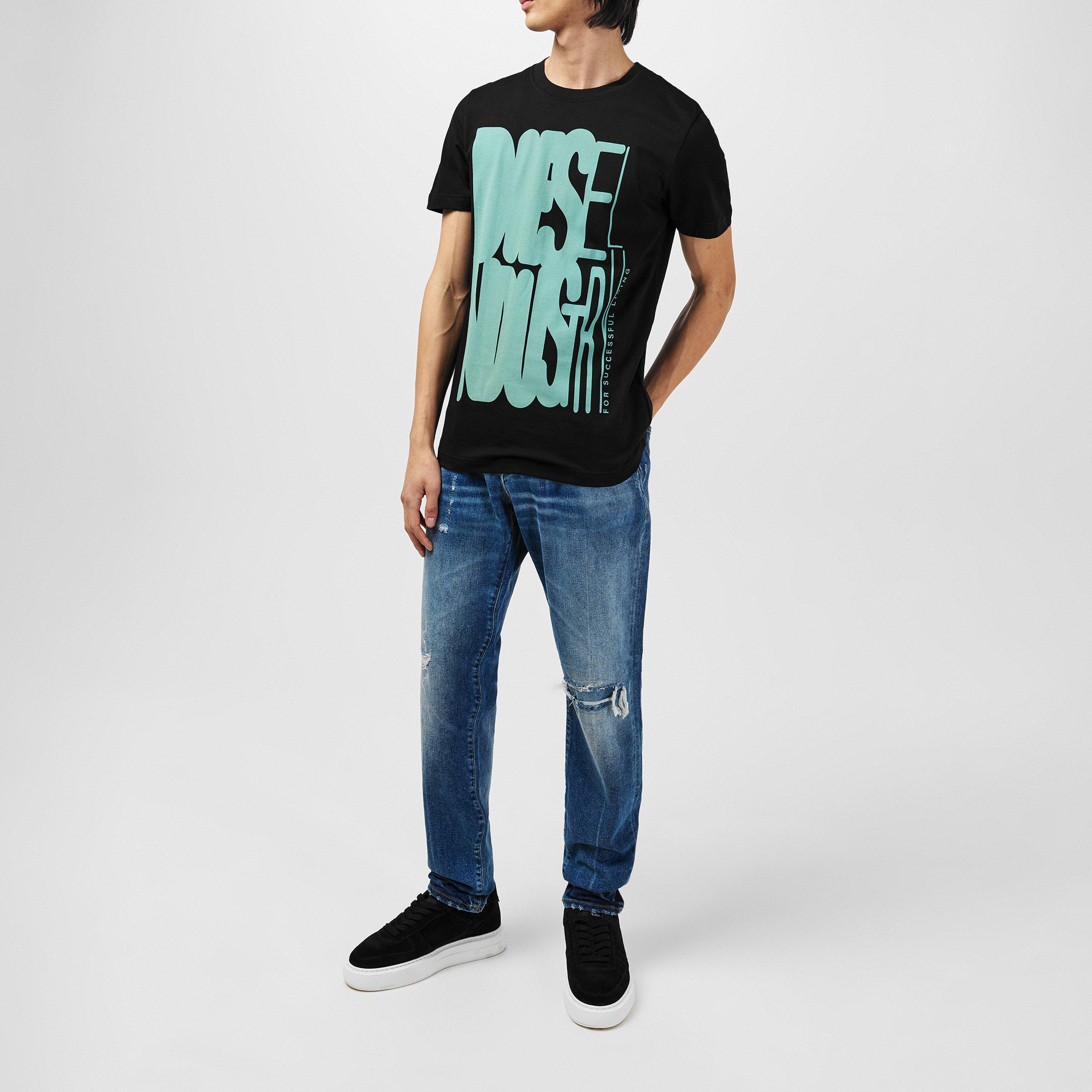 Noir 9XX - Diesel - Men's Water Print Slim Fit T-Shirt - 4