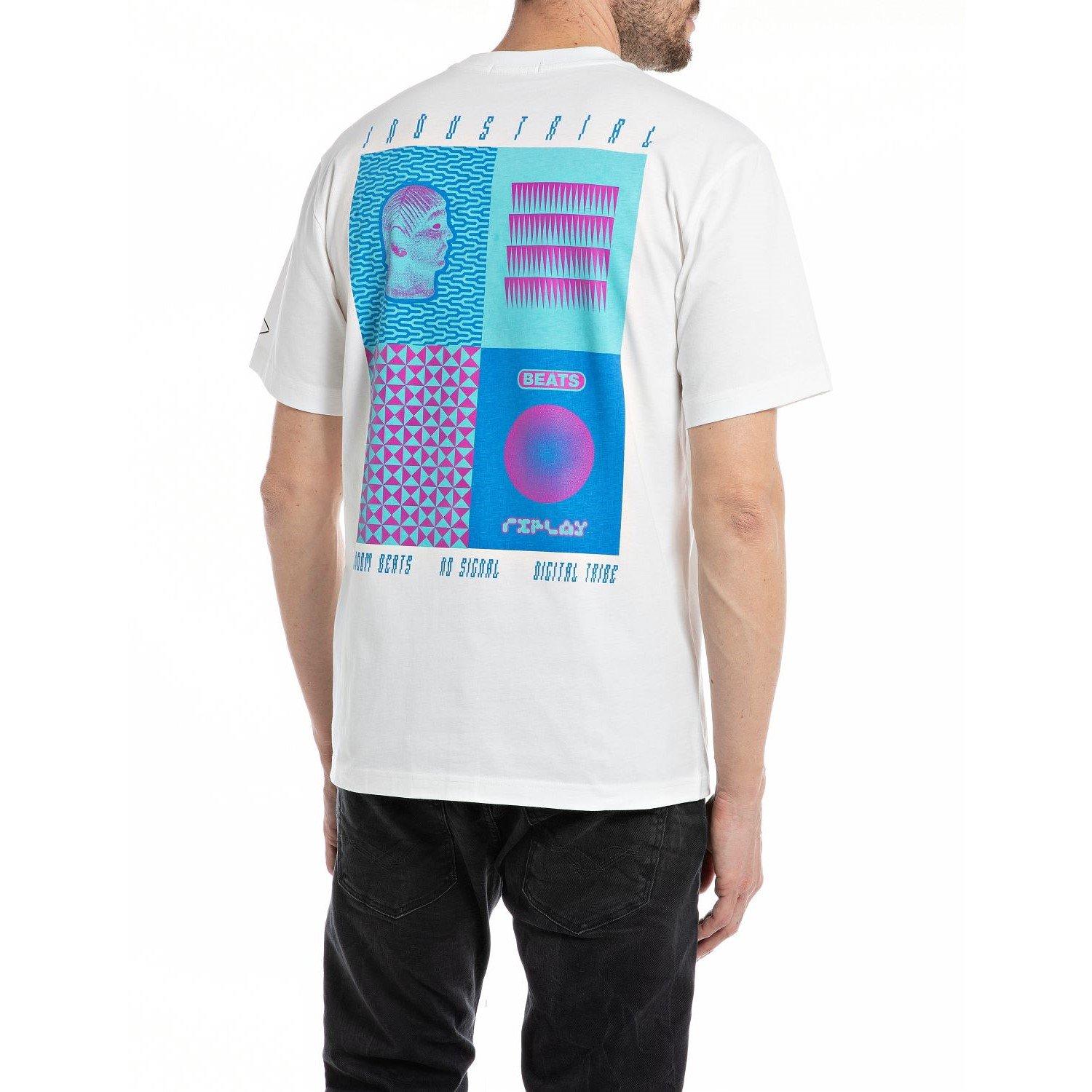 Blanc 011 - Replay - Men's Regular Fit Graphic Print T-Shirt - 2