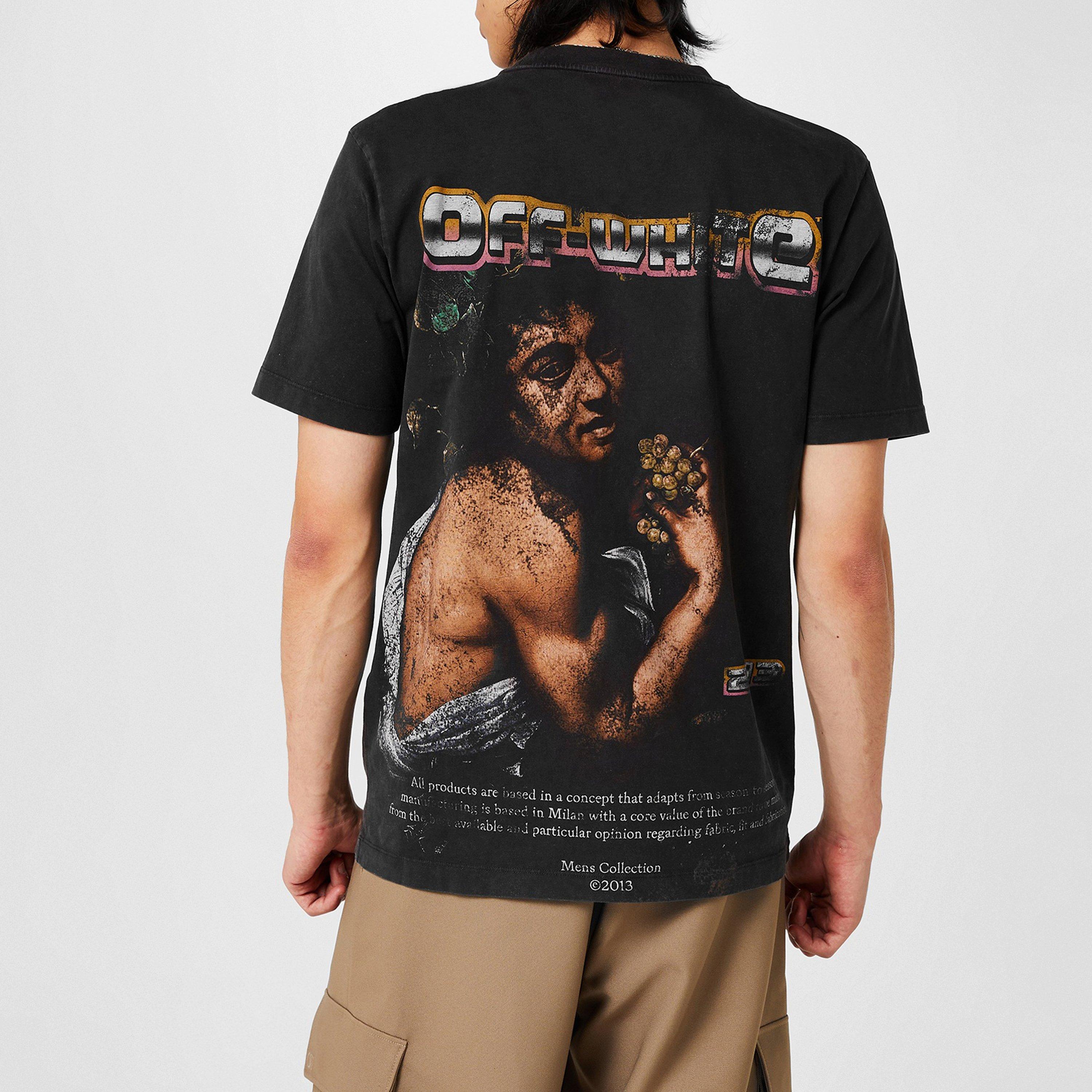 Zwart - Off White - Men's Digit Slim Fit Jersey Fabric T-Shirt - 2