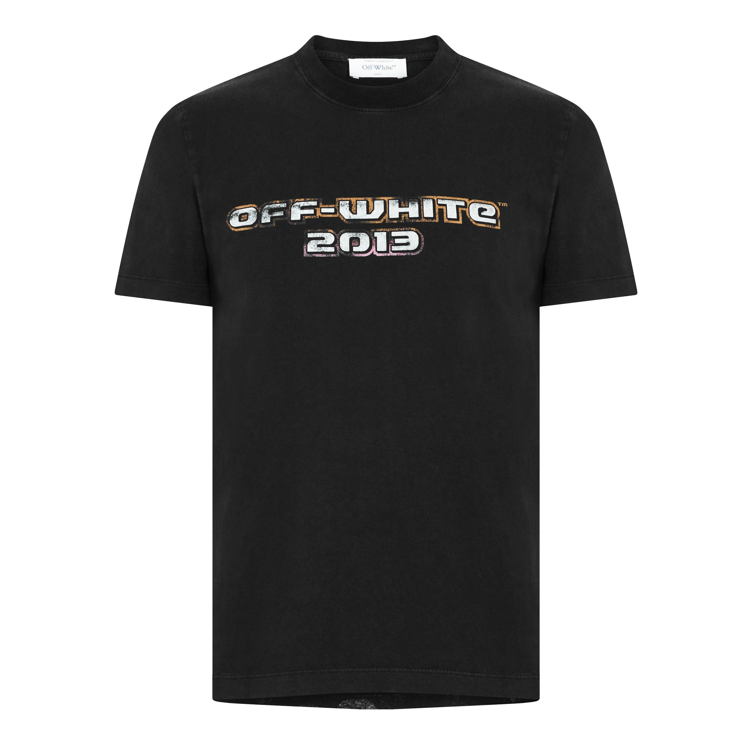 Zwart - Off White - Men's Digit Slim Fit Jersey Fabric T-Shirt - 5