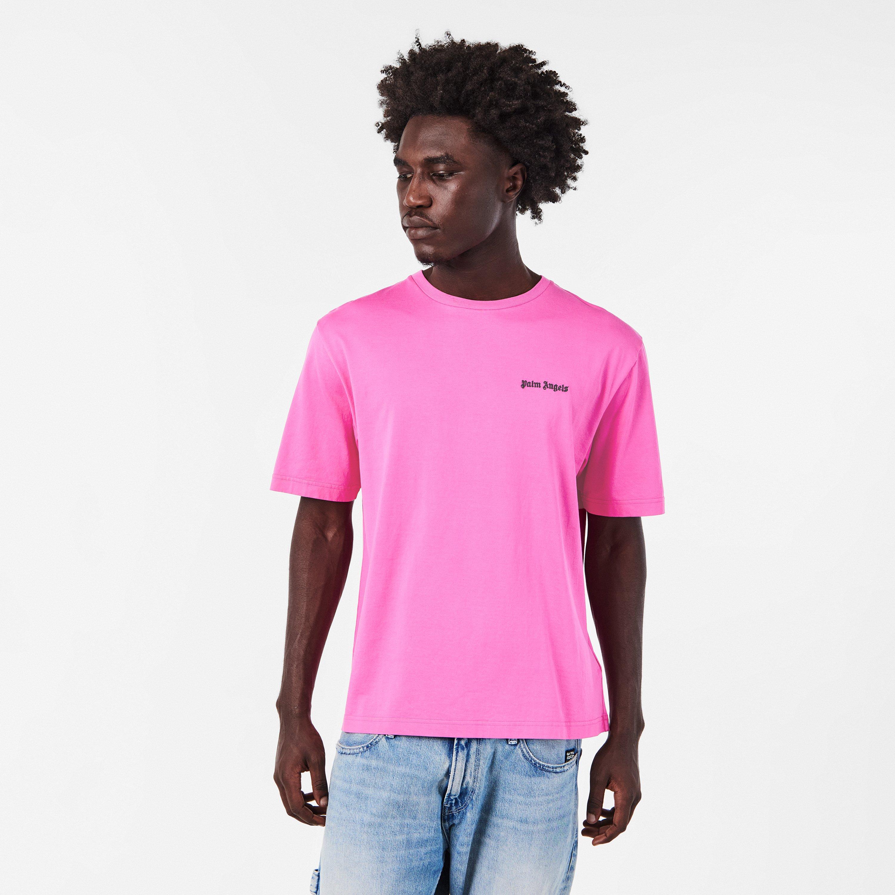 Pink - Palm Angels - Logo Embroidered Cotton T-Shirt - 3