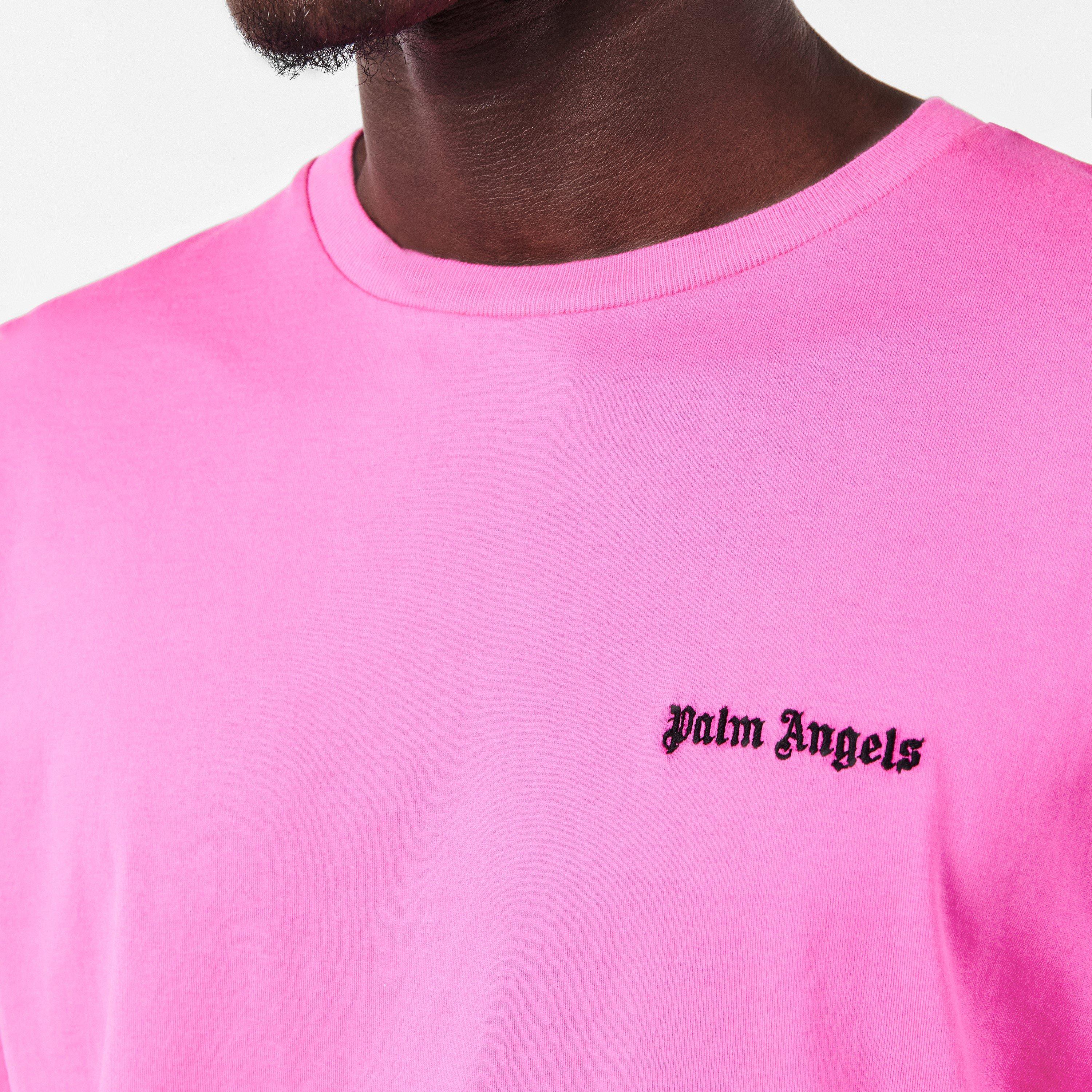 Pink - Palm Angels - Logo Embroidered Cotton T-Shirt - 5