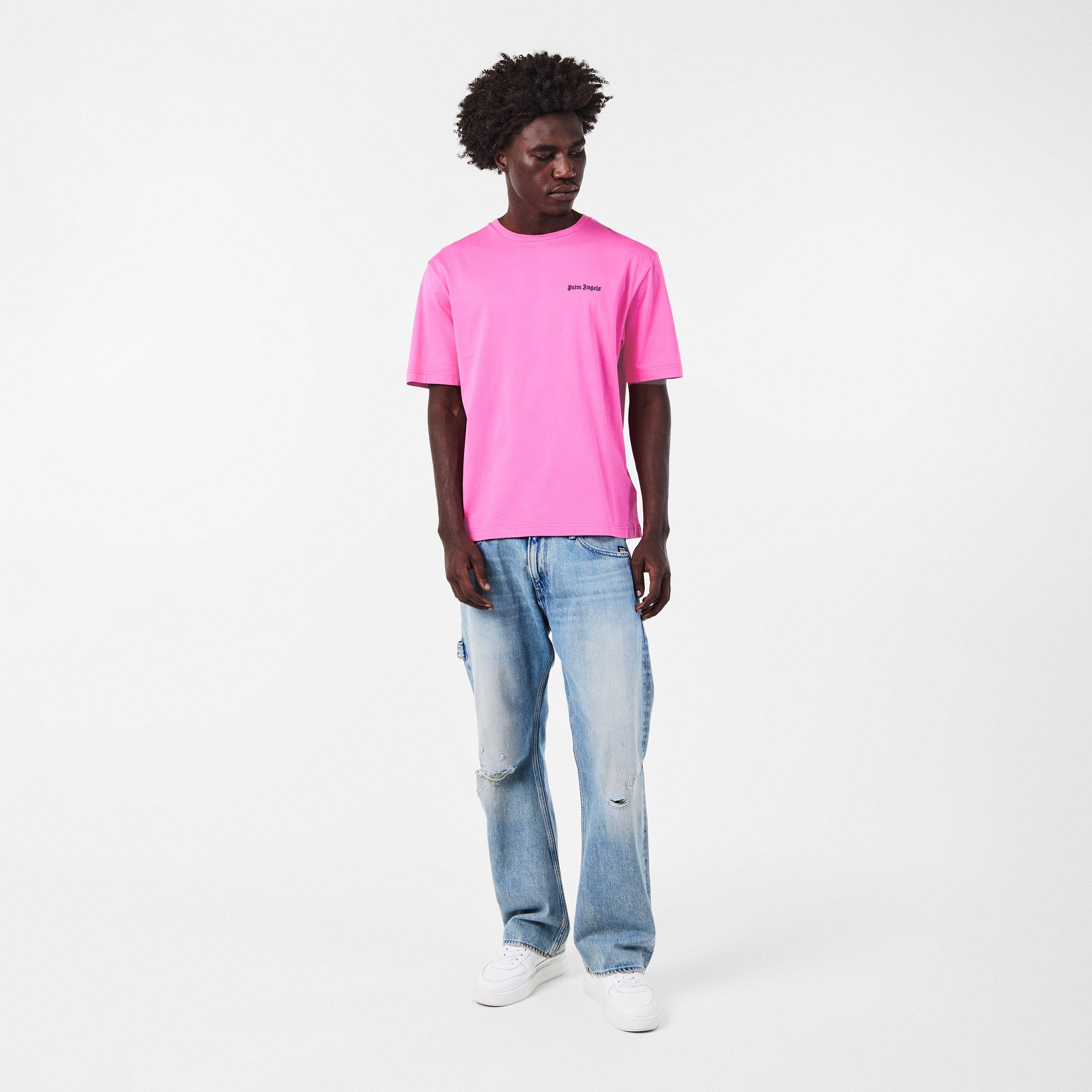 Pink - Palm Angels - Logo Embroidered Cotton T-Shirt - 6
