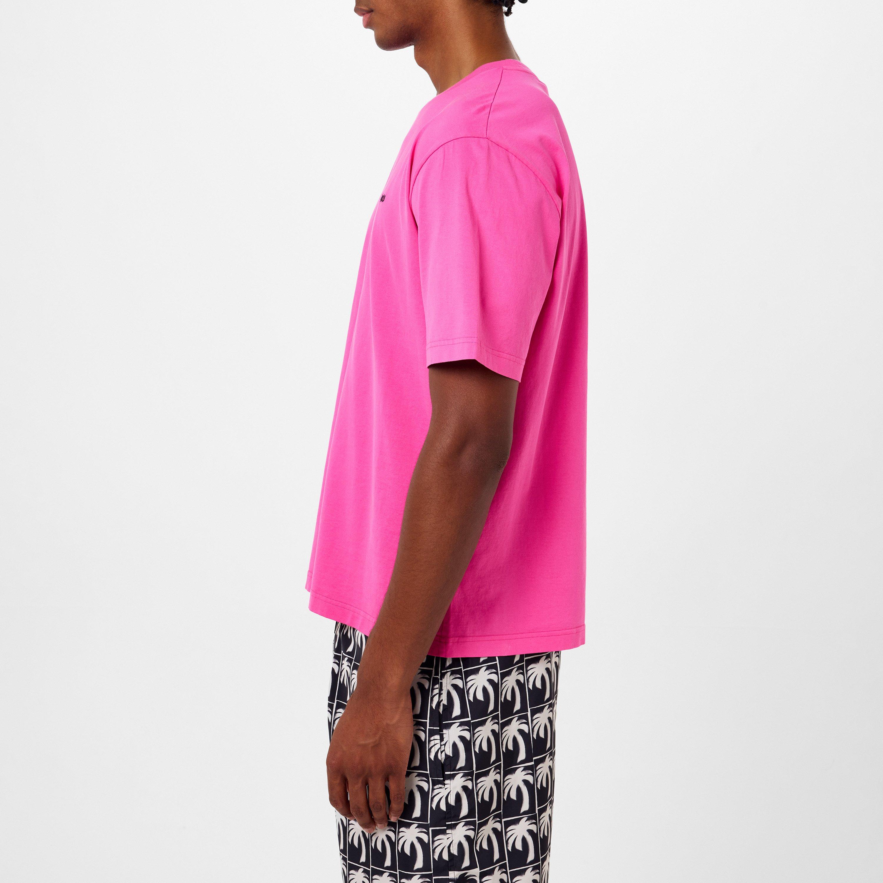 Pink - Palm Angels - Logo Embroidered Cotton T-Shirt - 7