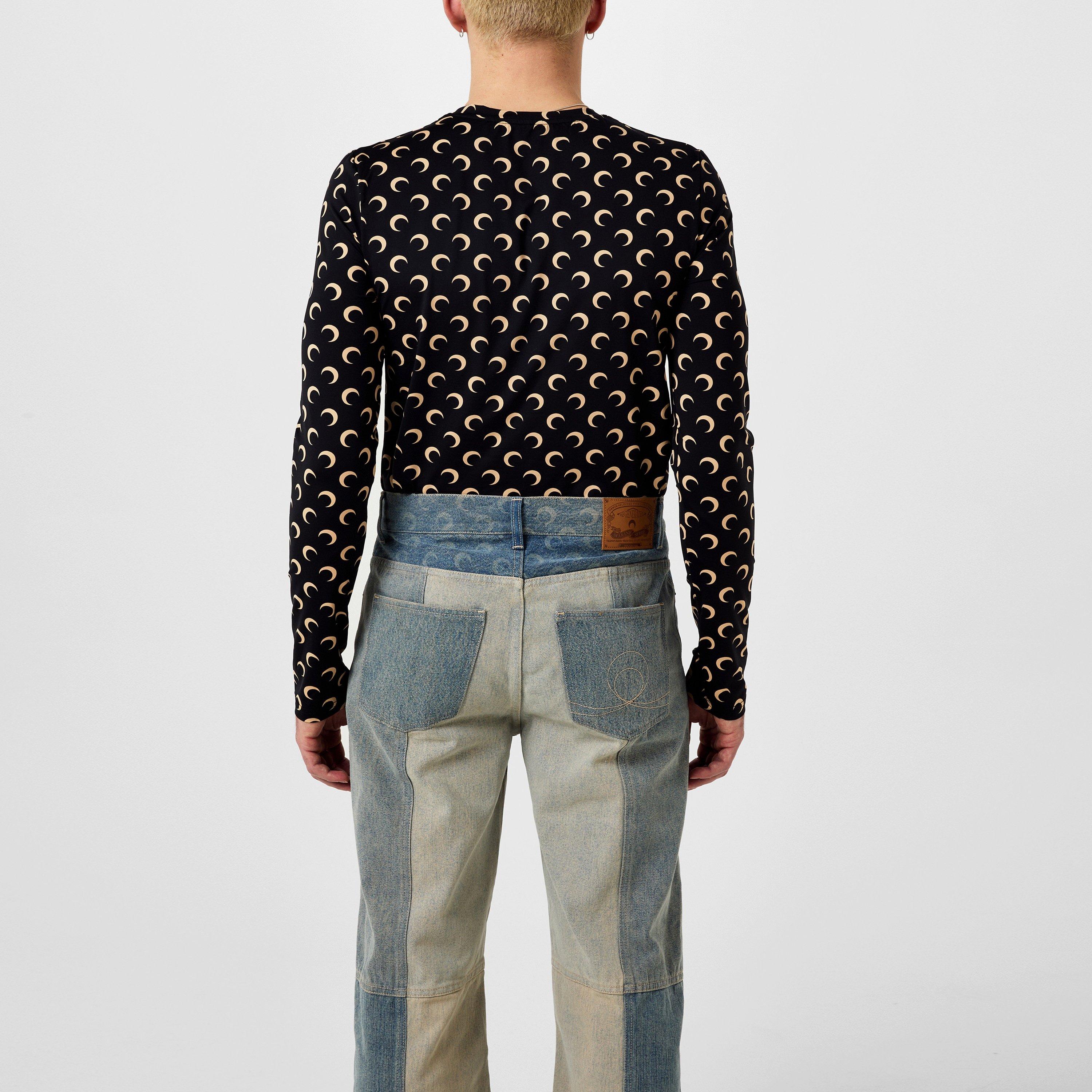 Black - Marine Serre - Men's Moon Print Second Skin Long-Sleeve T-Shirt - 4