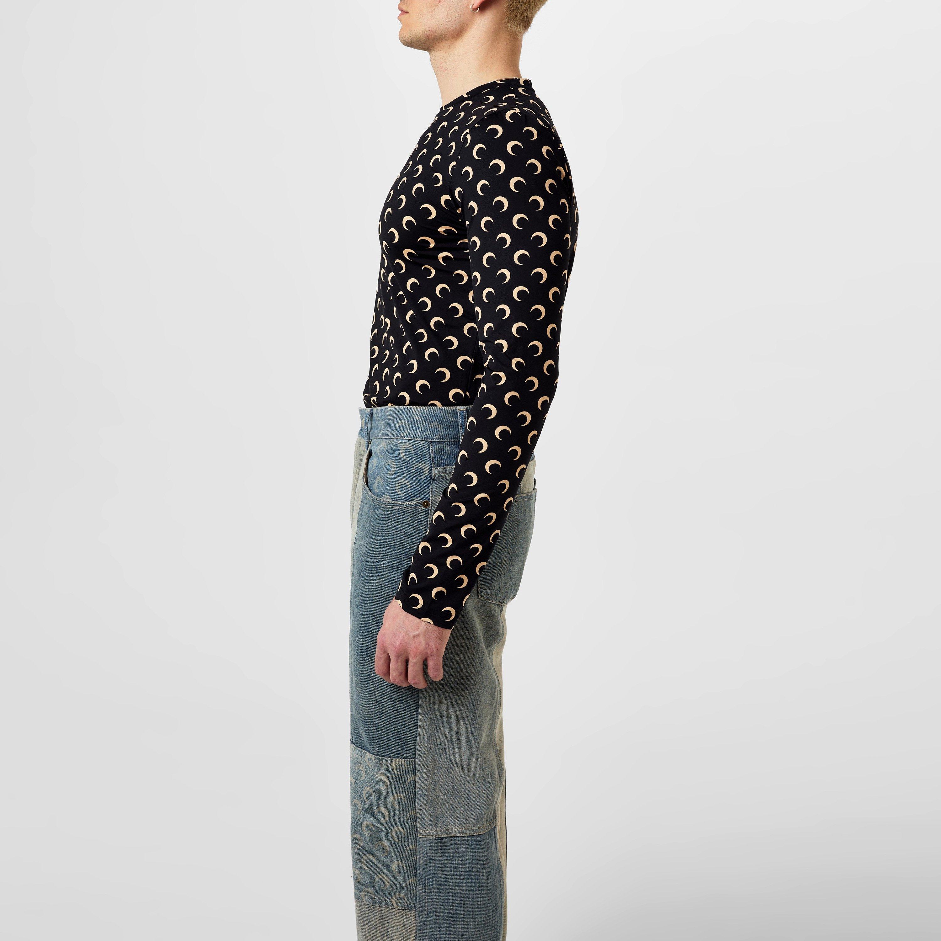 Black - Marine Serre - Men's Moon Print Second Skin Long-Sleeve T-Shirt - 5