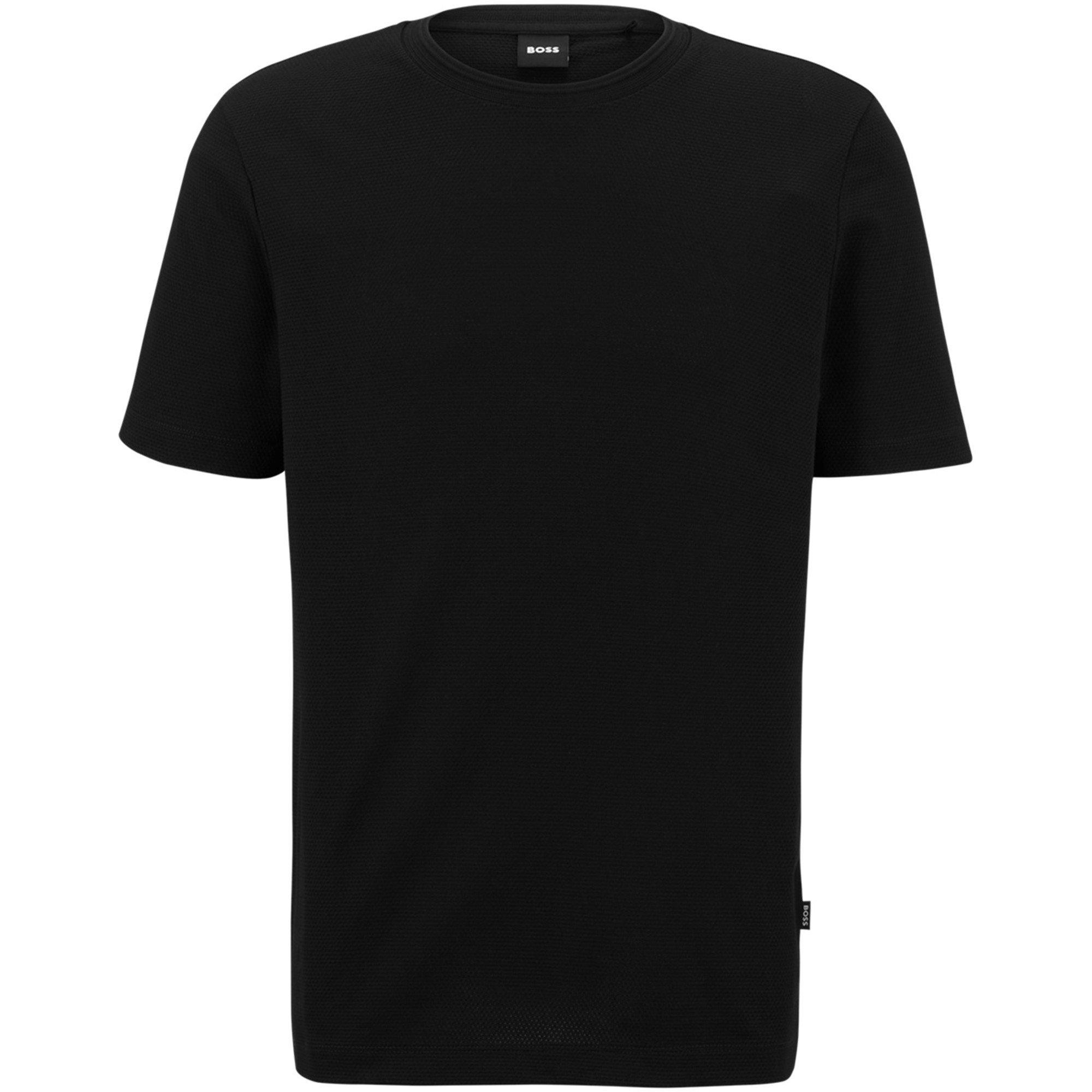 Boss Men's Tiburt Bubble Structure Cotton Short Sleeve T-Shirt - Black - Small