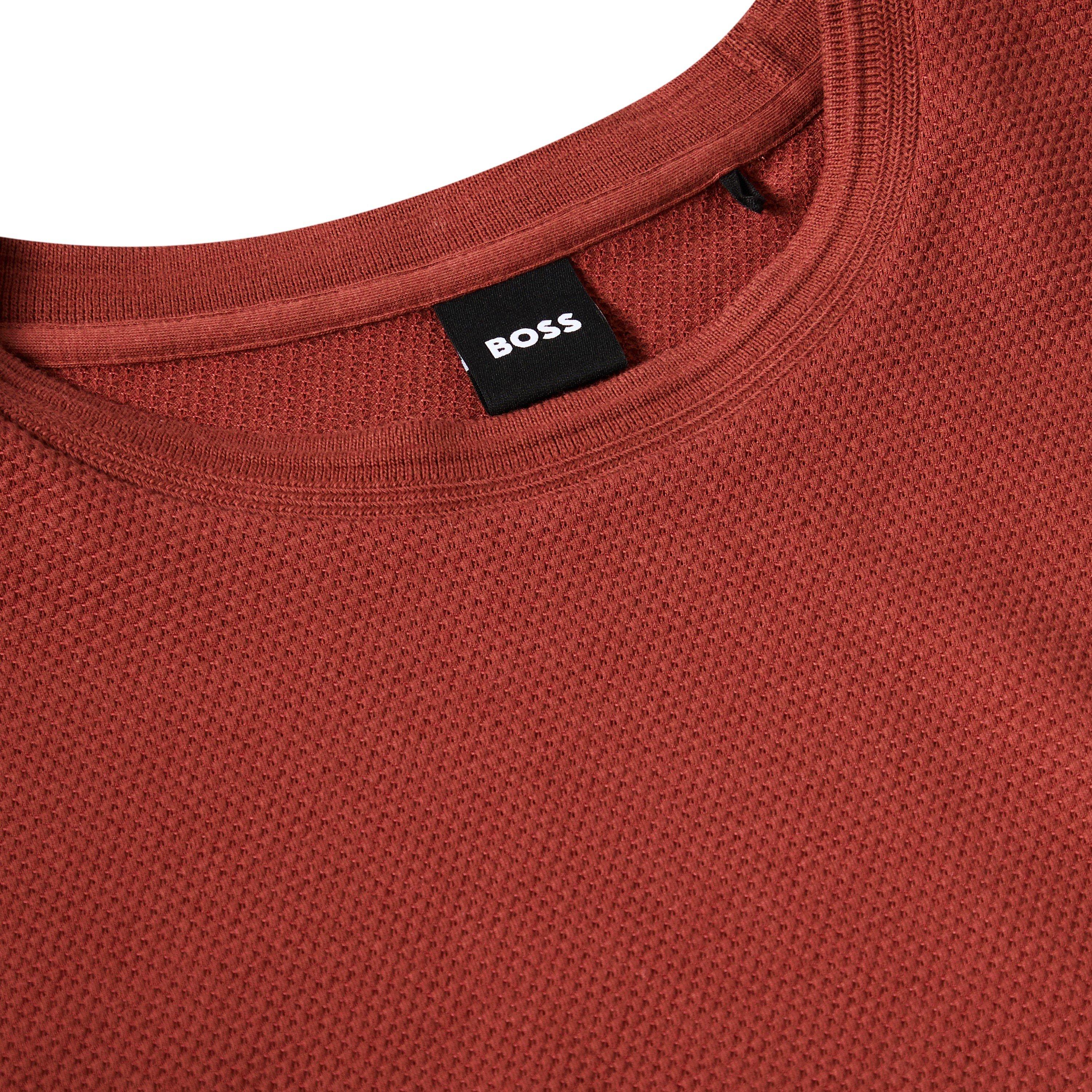 Open Brown - Boss - Men's Tiburt Bubble Structure Cotton Short Sleeve T-Shirt - 3