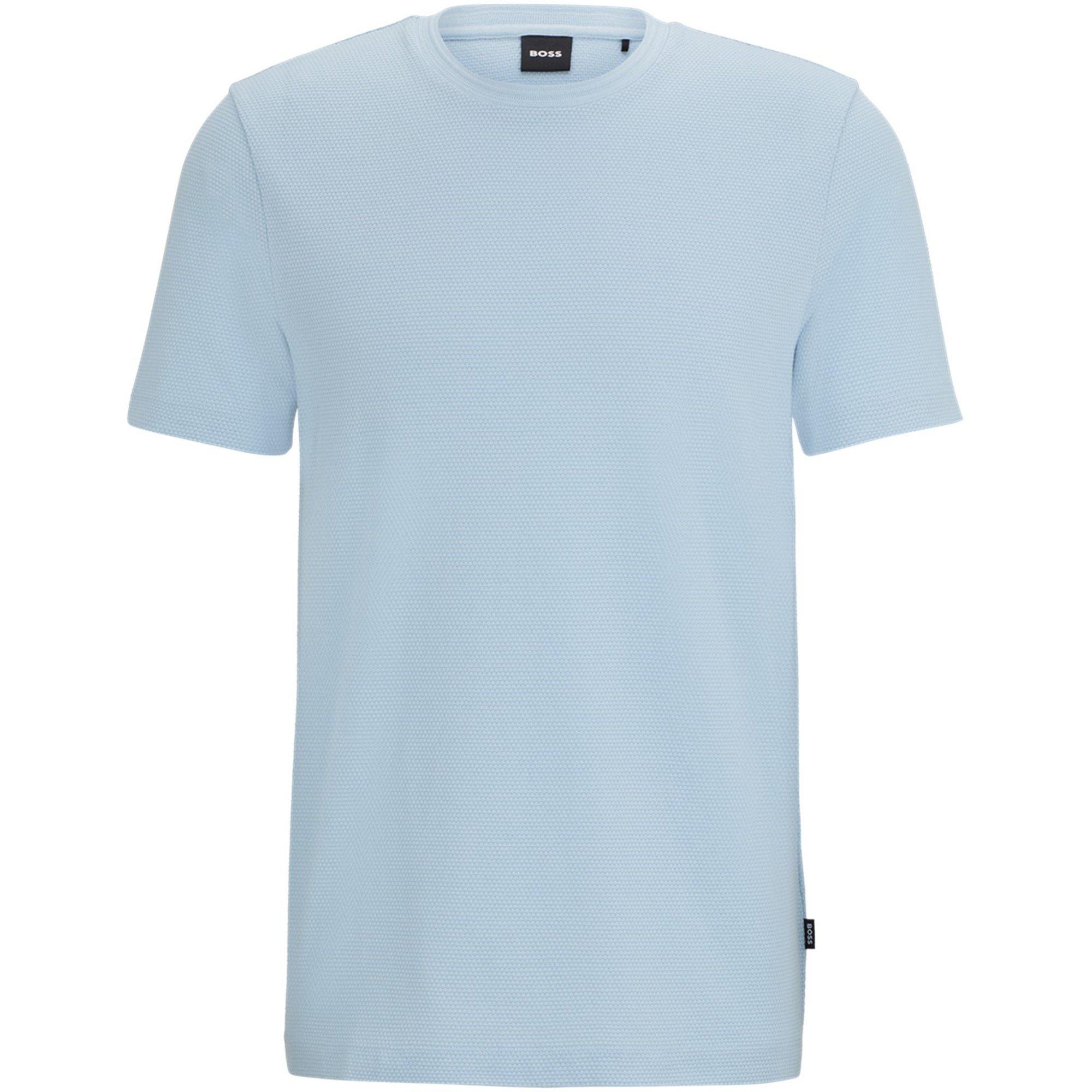 Boss Men's Tiburt Bubble Structure Cotton Short Sleeve T-Shirt - Light Blue 450 - Medium