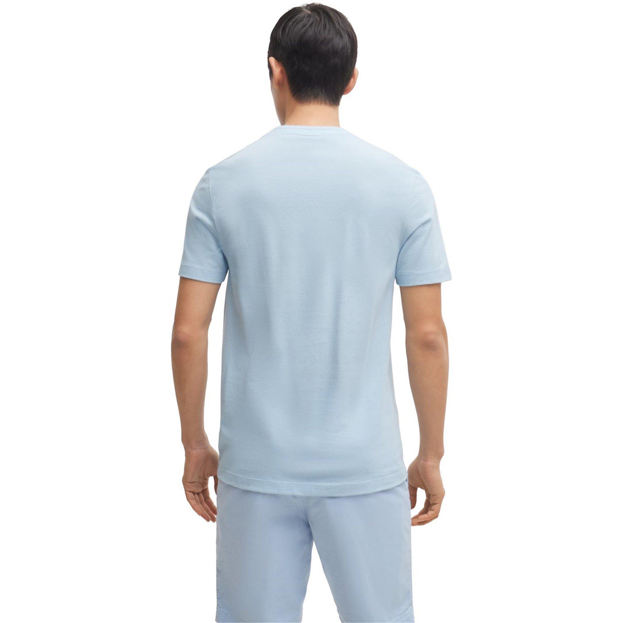 Light Blue 450 - Boss - Men's Tiburt Bubble Structure Cotton Short Sleeve T-Shirt - 4