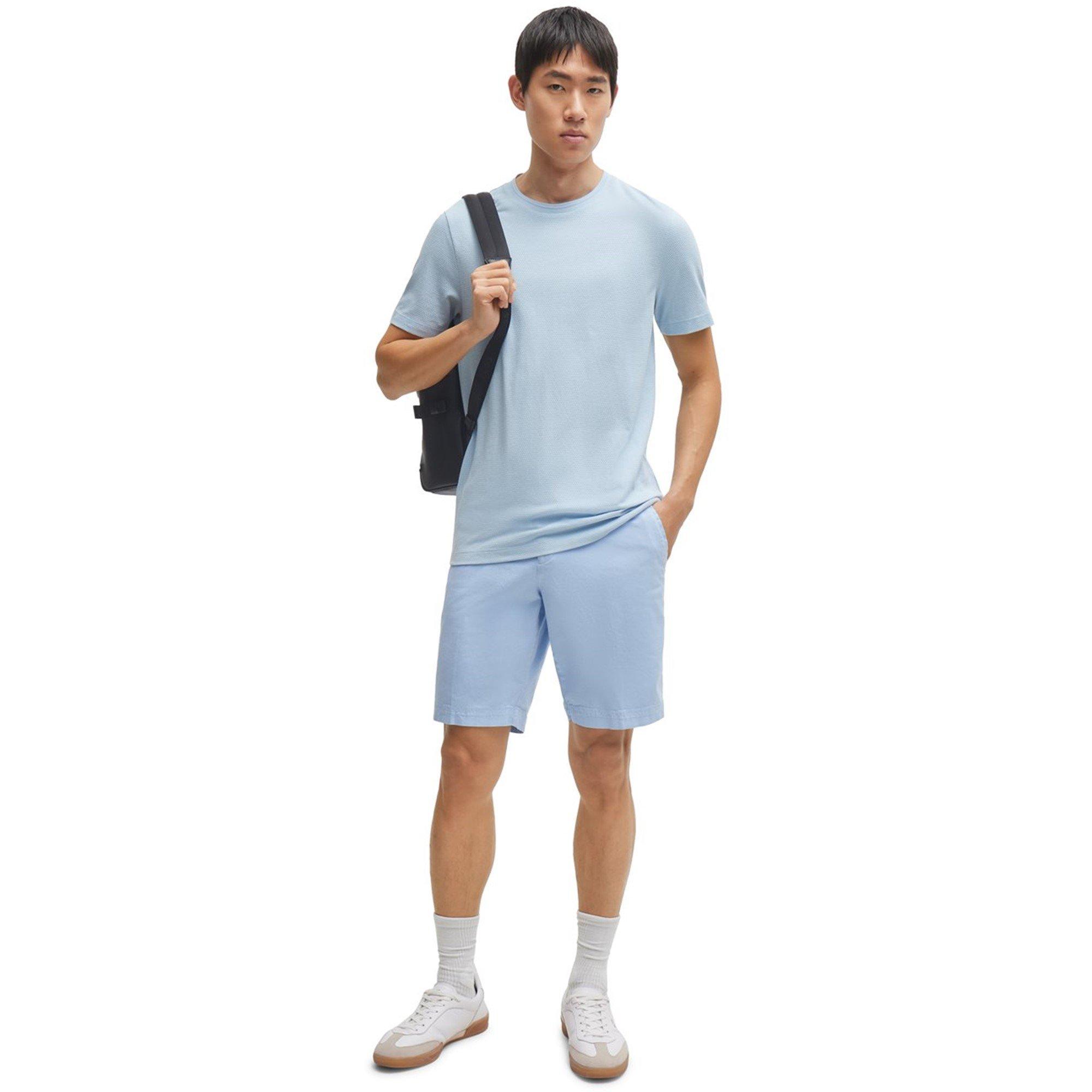 Light Blue 450 - Boss - Men's Tiburt Bubble Structure Cotton Short Sleeve T-Shirt - 6