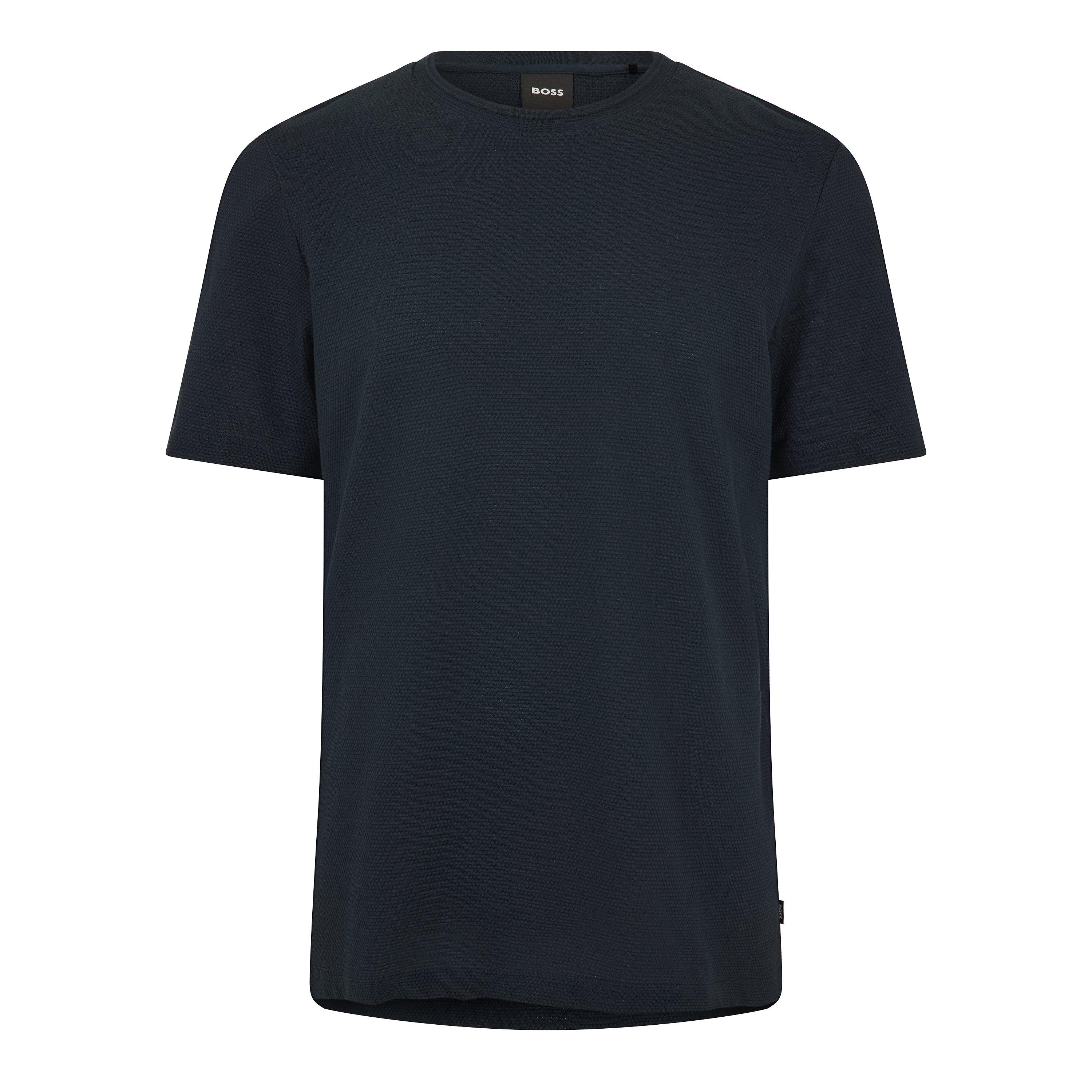 Boss Men's Tiburt Bubble Structure Cotton Short Sleeve T-Shirt - Dark Blue - Medium