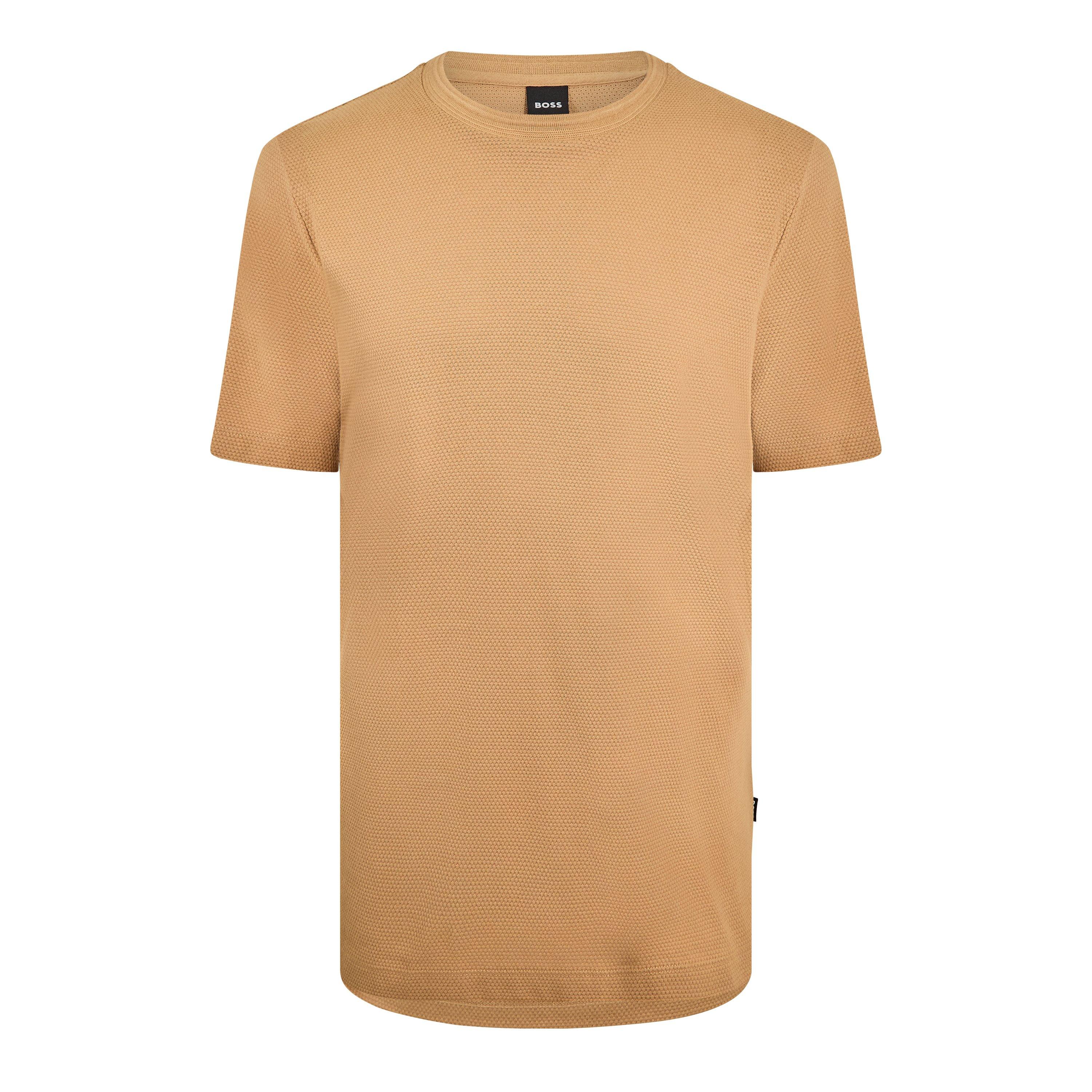 Boss Men's Tiburt Bubble Structure Cotton Short Sleeve T-Shirt - Medium Beige - X Large