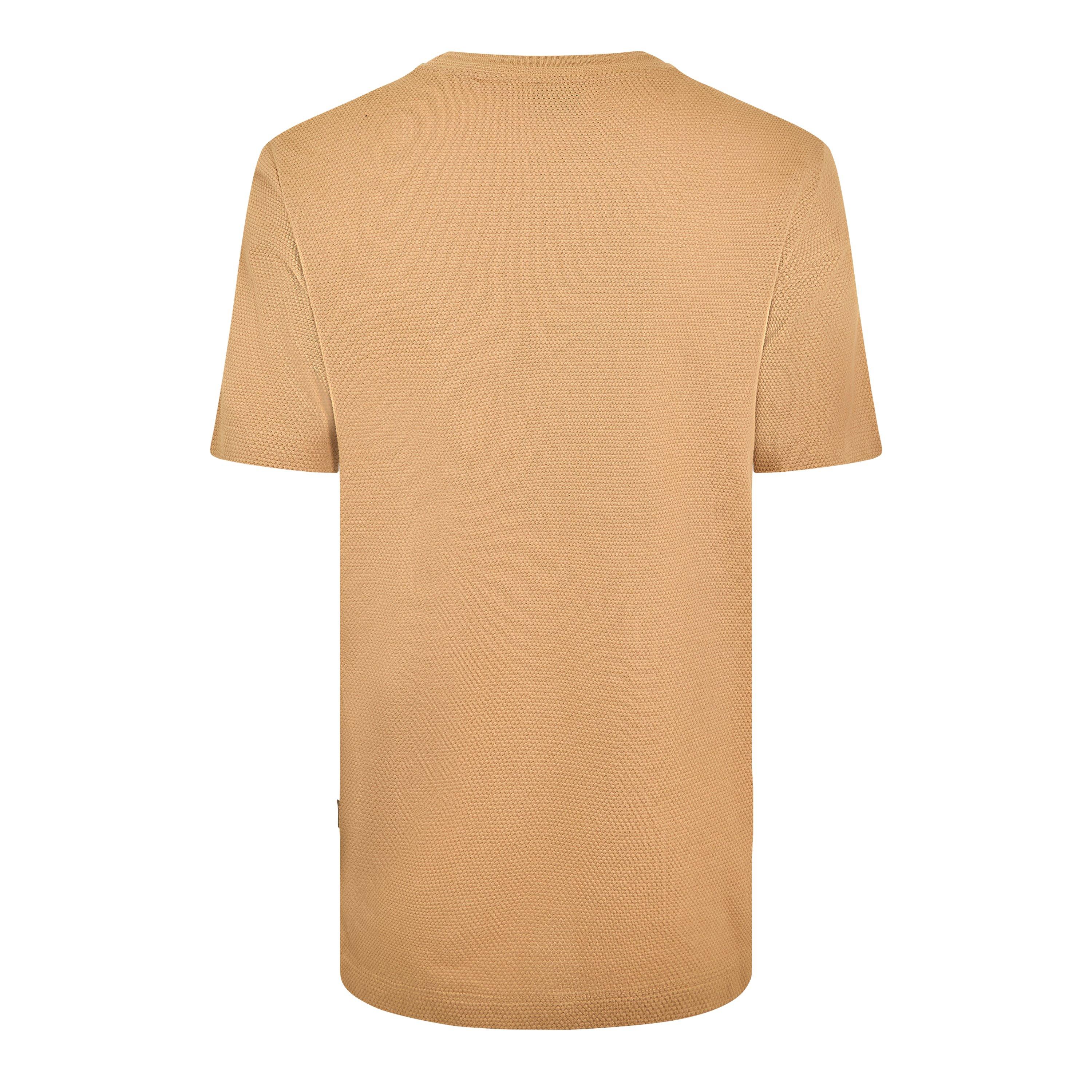 Medium Beige - Boss - Men's Tiburt Bubble Structure Cotton Short Sleeve T-Shirt - 2