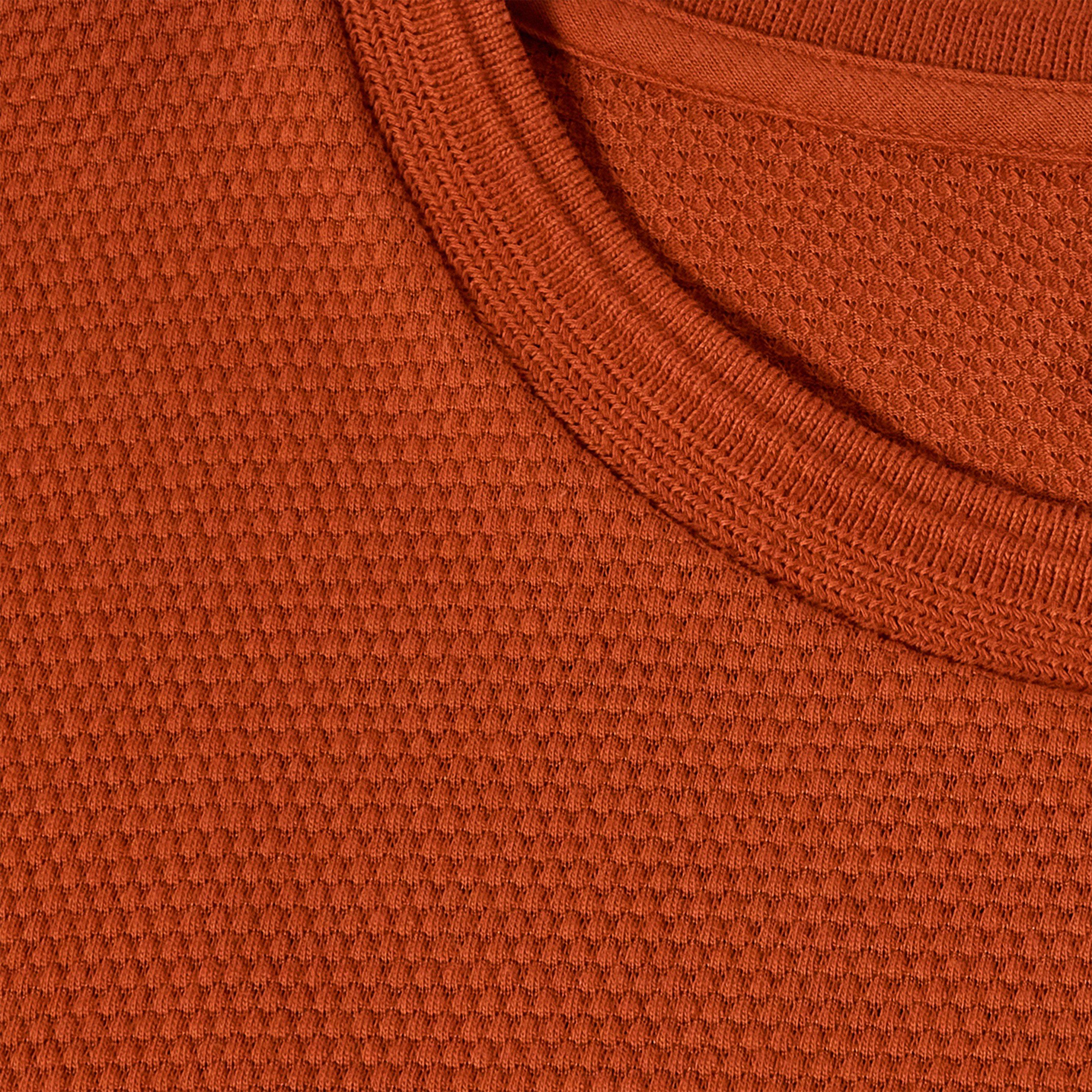 Dark Orange - Boss - Men's Tiburt Bubble Structure Cotton Short Sleeve T-Shirt - 3
