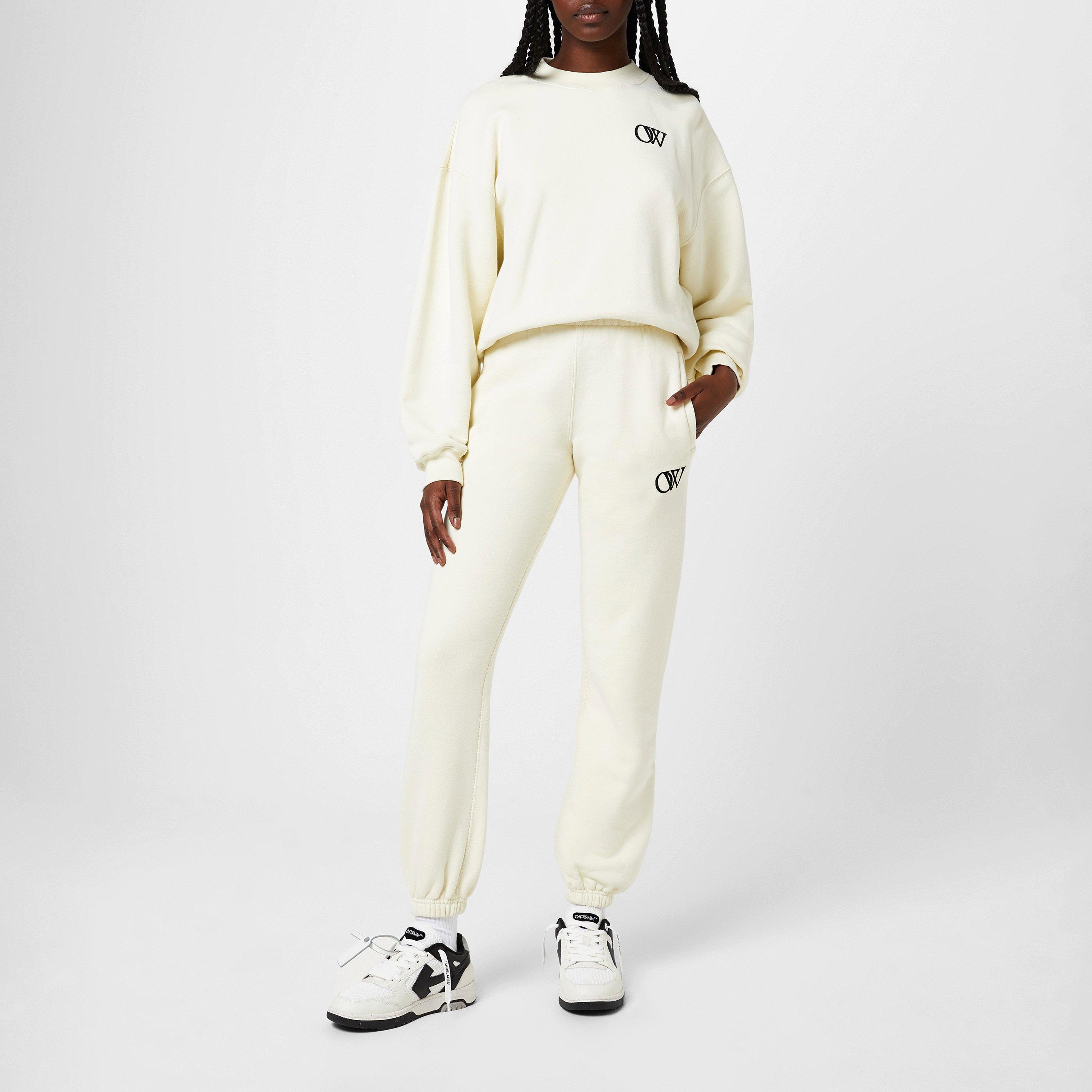 Beige 6110 - Off White - Women's Logo Jogging Bottoms, Signature Design - 3