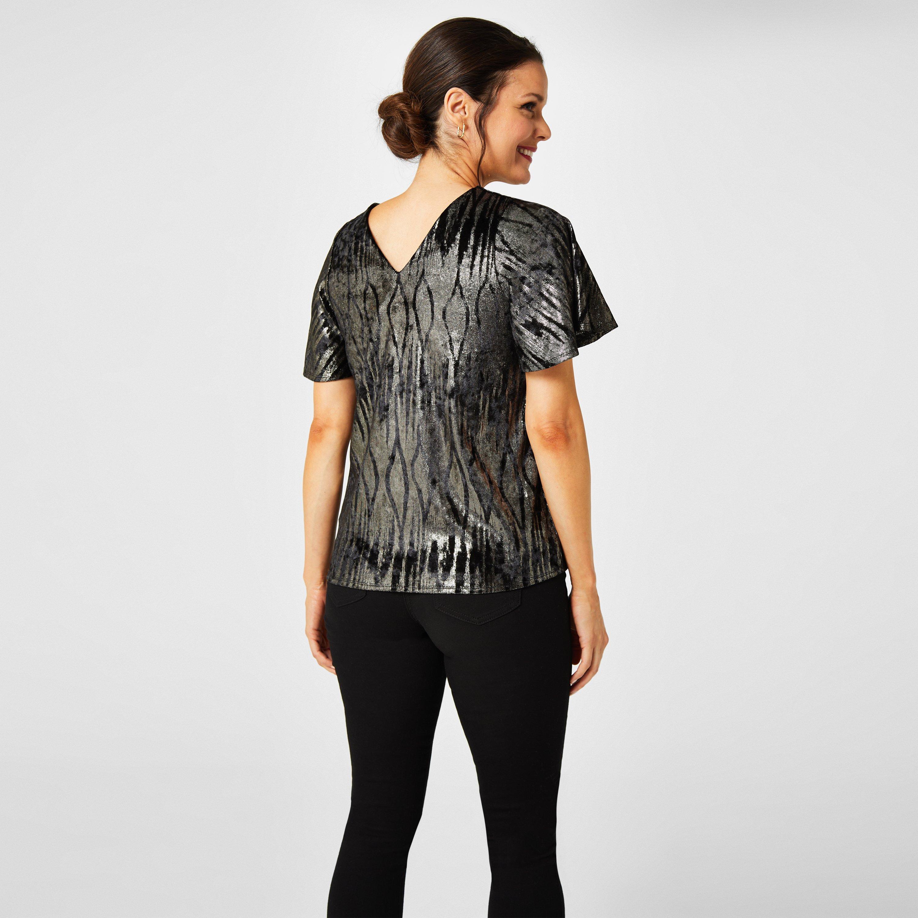 Zwart - Biba - Patterned Foil Top - 2