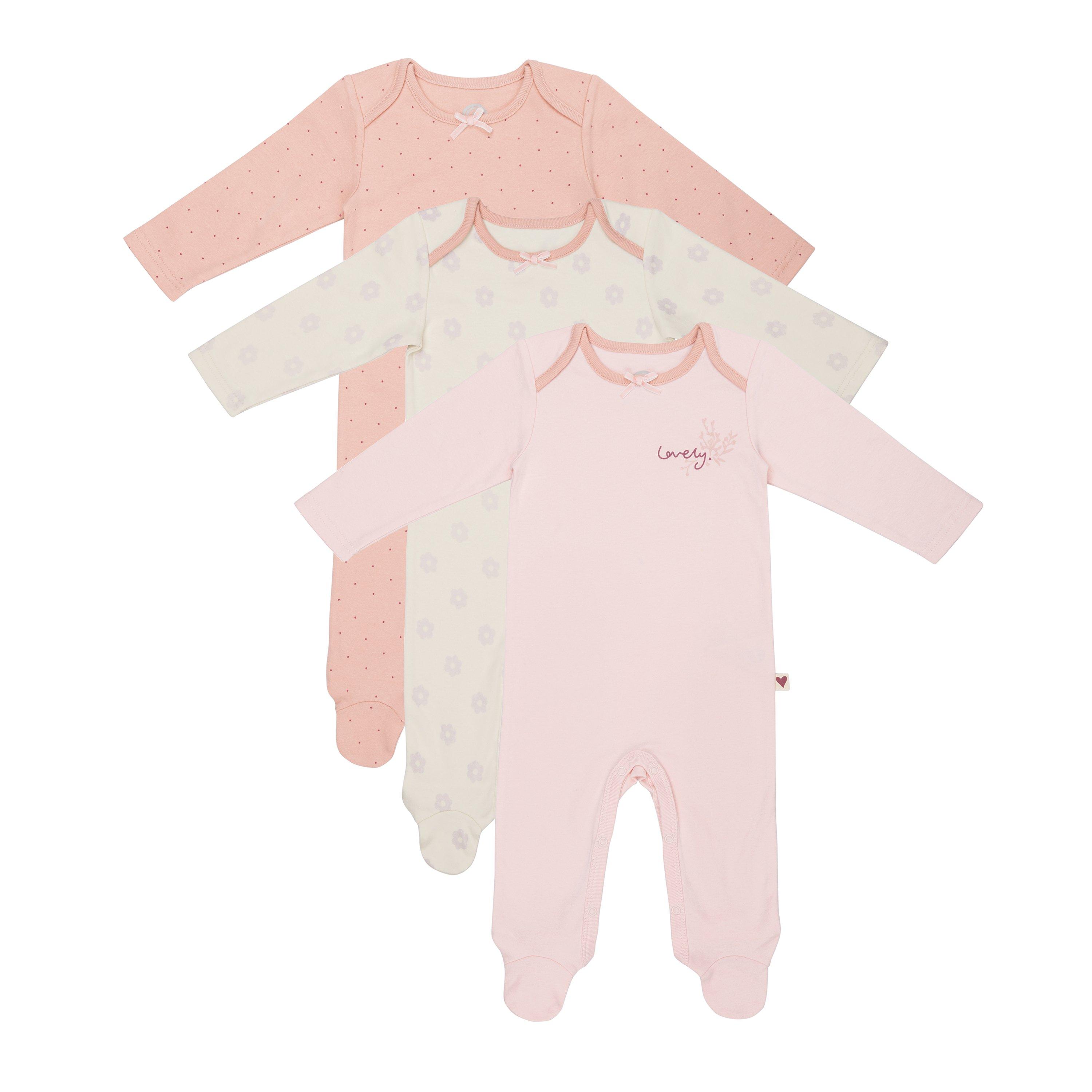 Blanco/Rosa - Hello World - 3 Pack Sleepsuits Babies - 1
