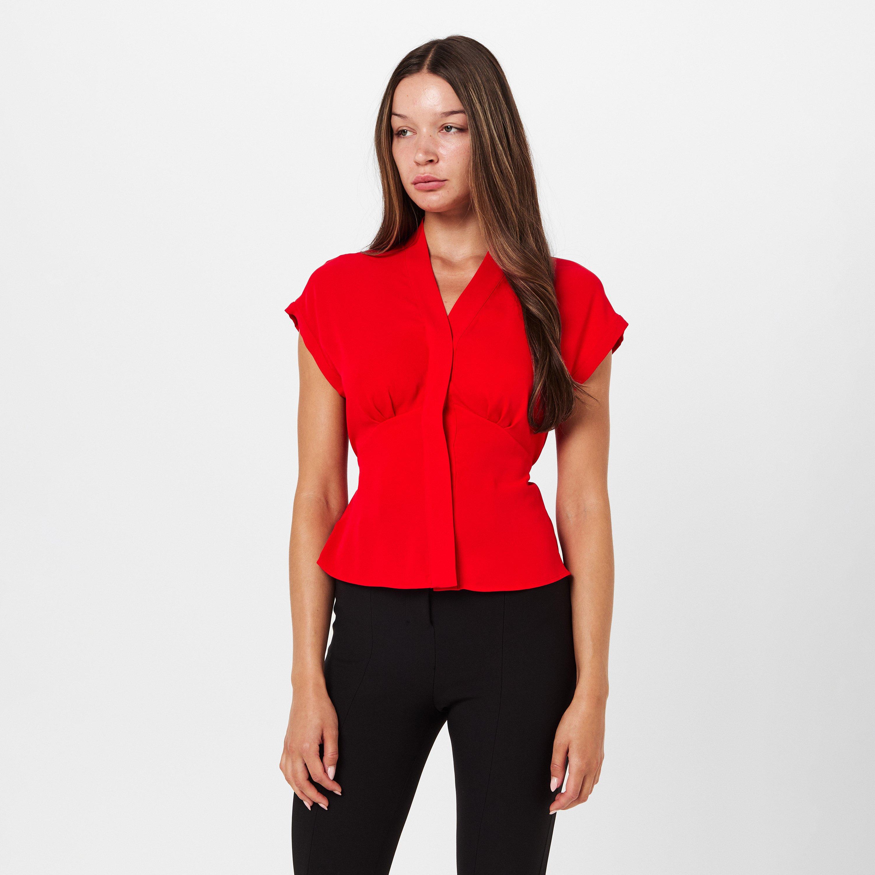 60-True Red - French Connection - Women's Carmen Short-Sleeve Blouse - 3