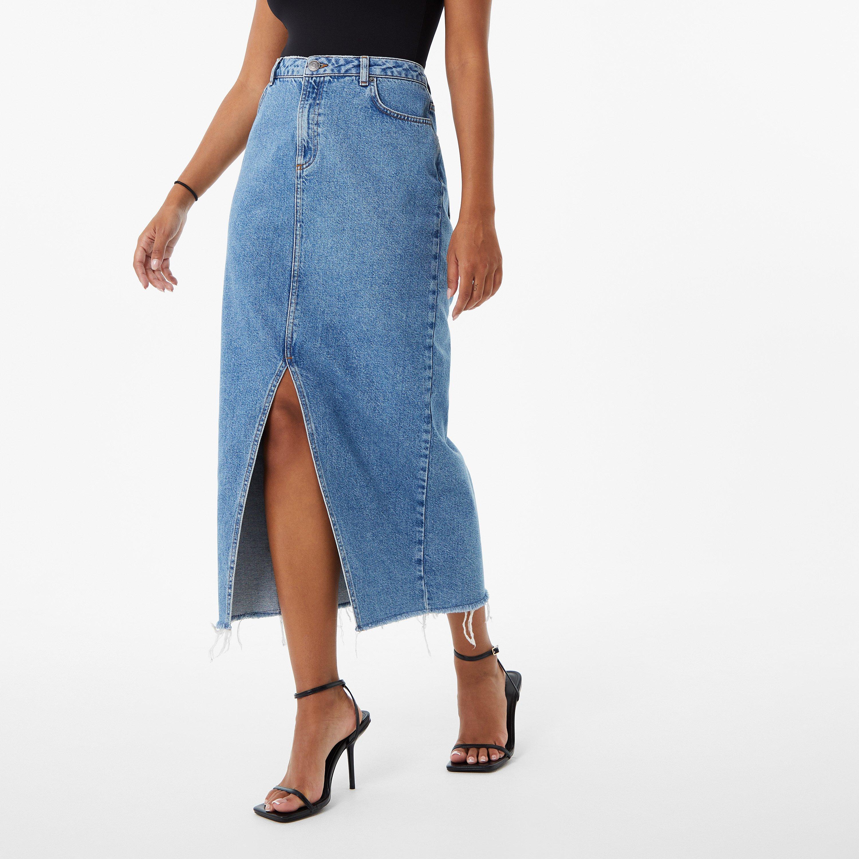 Mid Blue Wash - Jack Wills - Denim Midi Skir - 1