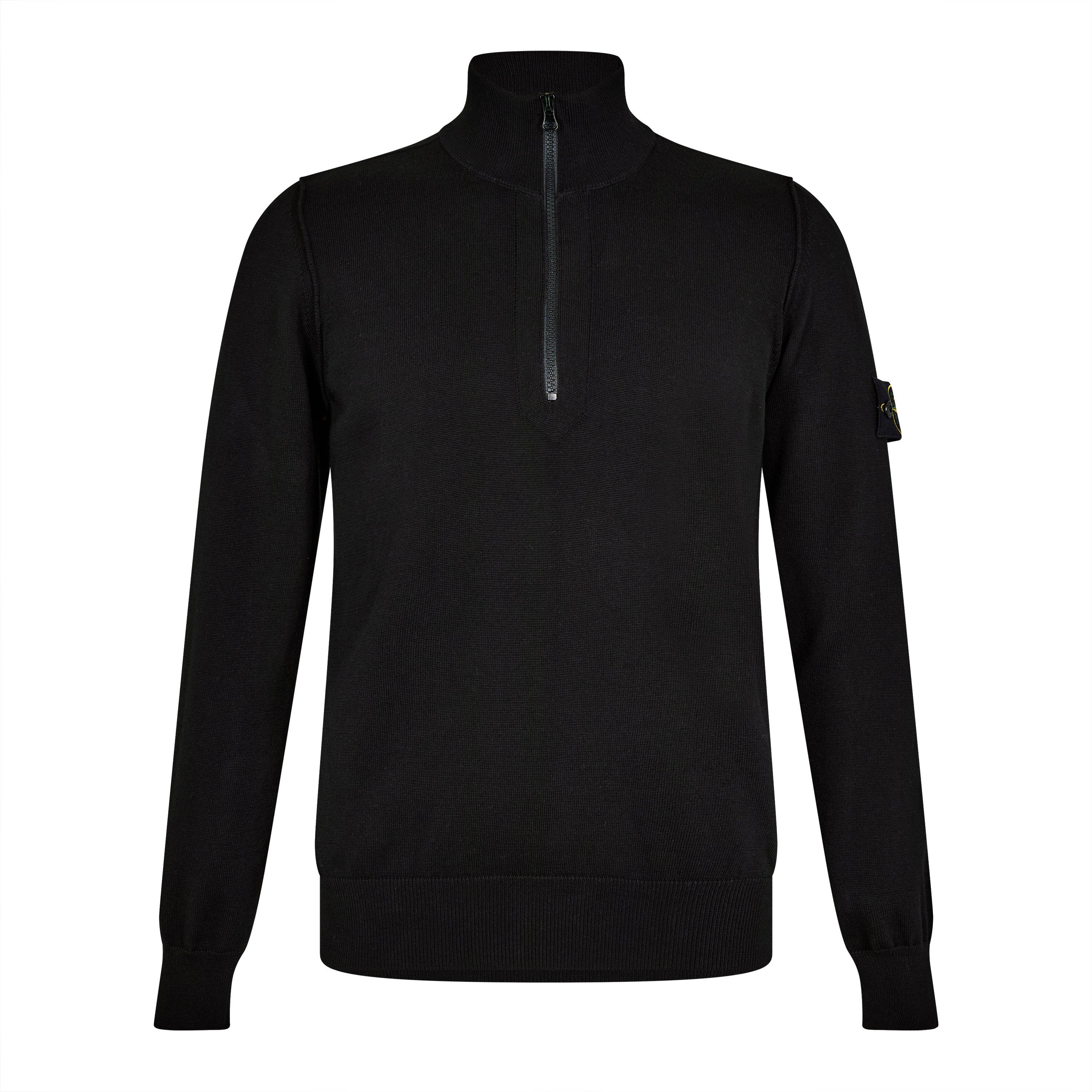 Nero V0029 - Stone Island - Quarter Zip Knit Sweater - 5