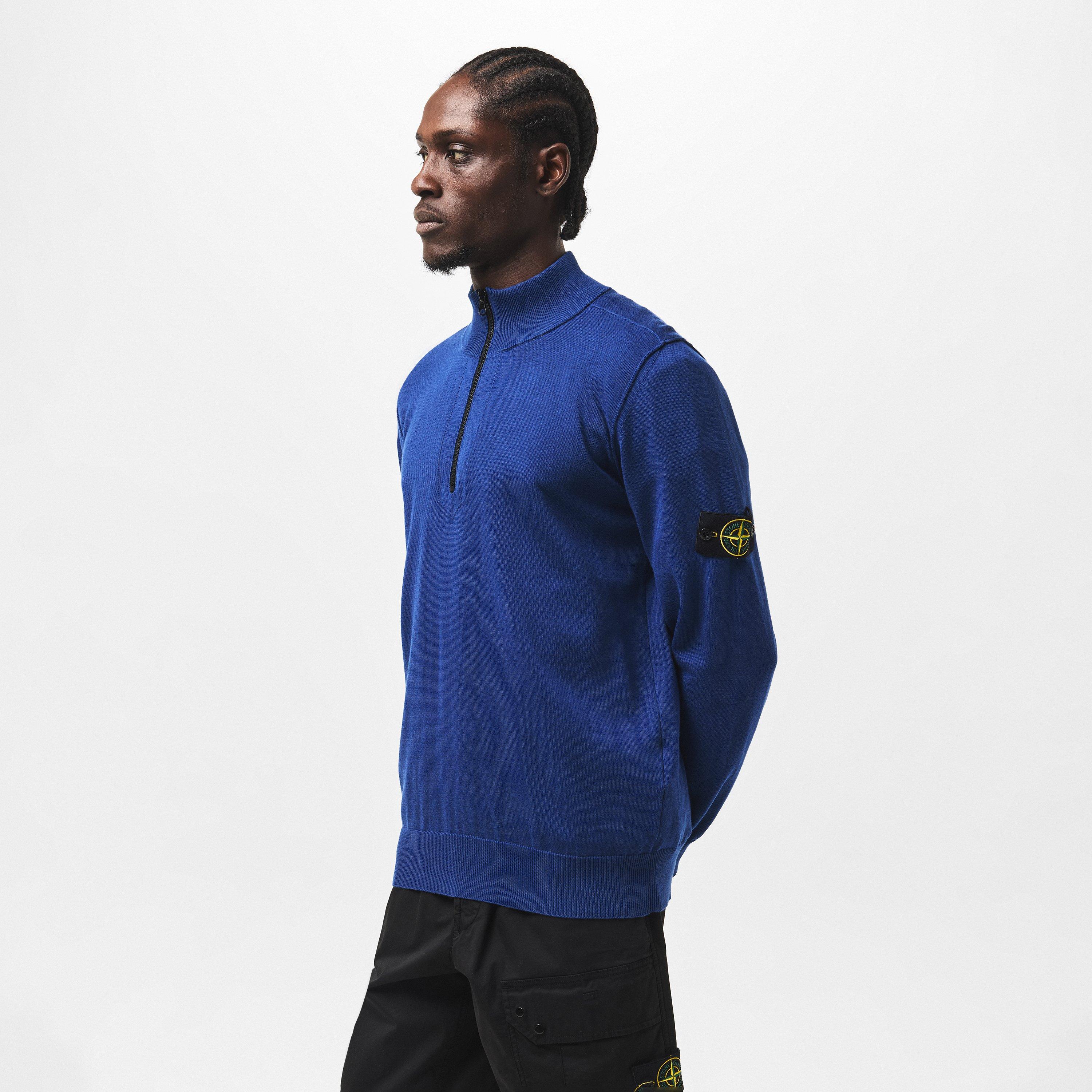 Blu Marin V0028 - Stone Island - Quarter Zip Knit Sweater - 3