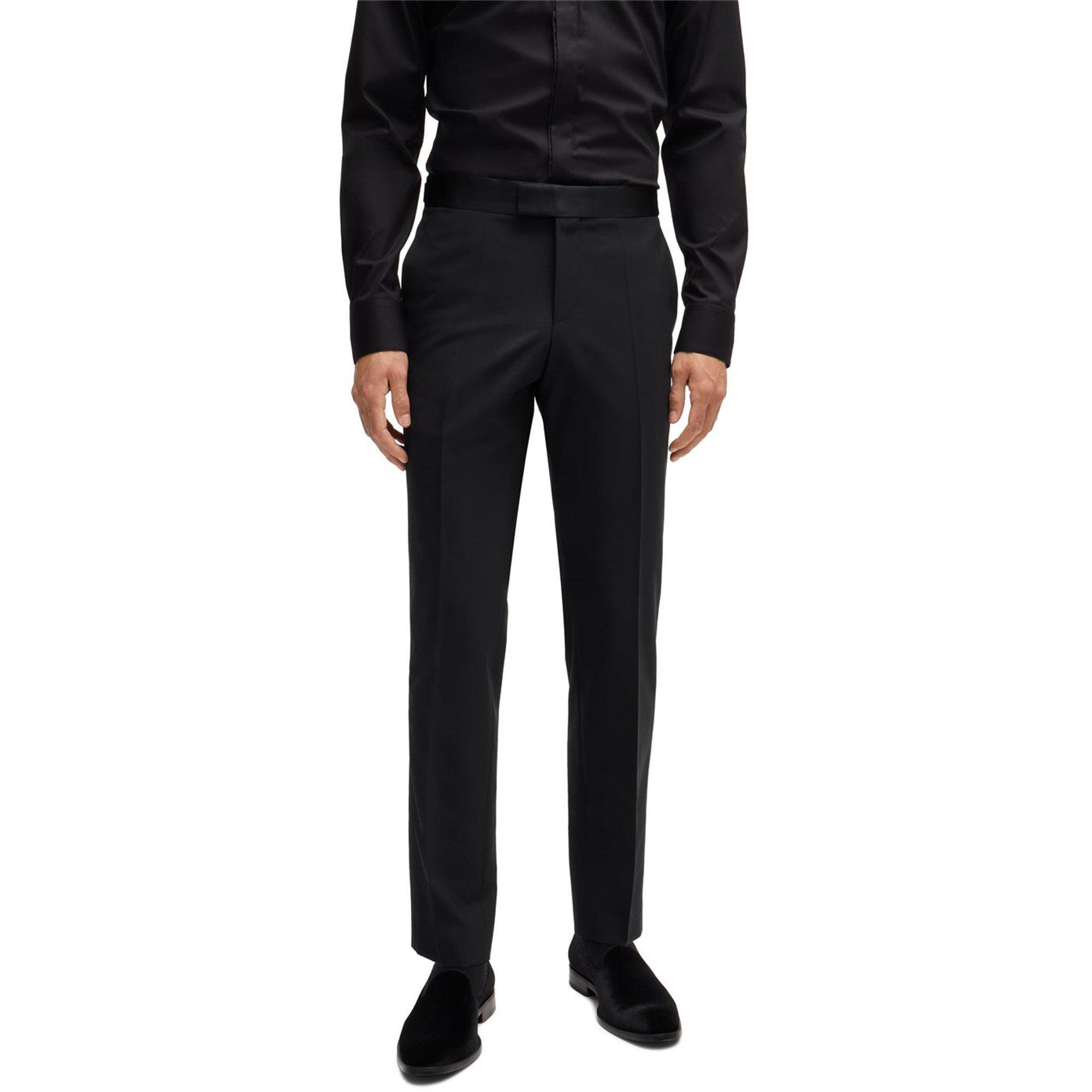 Black 001 - Boss - Men's HGenius Tux Suit Trousers - 3
