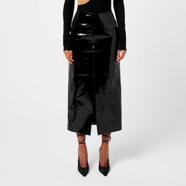 David Koma Patent Leather Midi Skirt