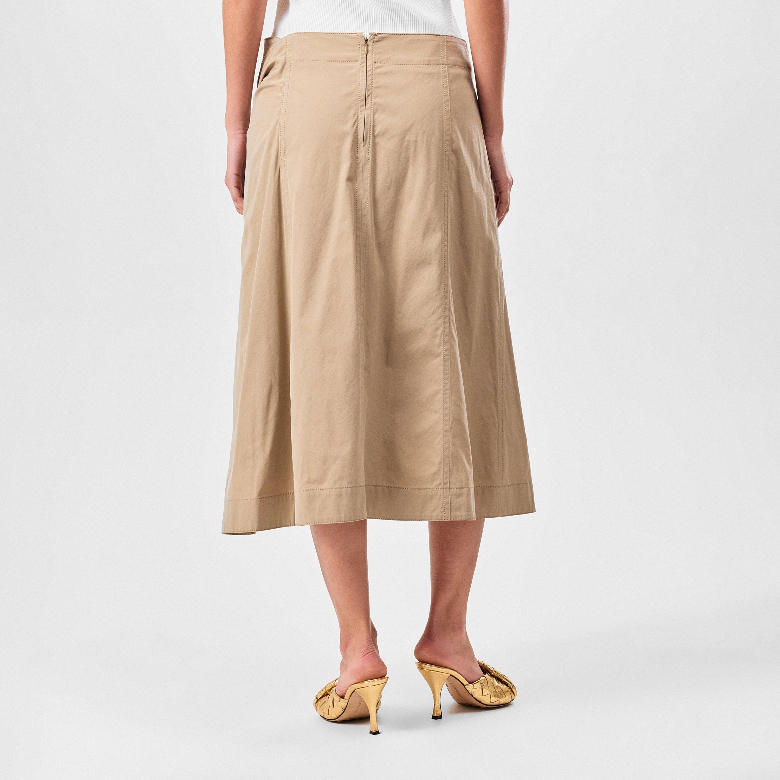 Sand - Bottega Veneta - Compact Cotton Skirt With Knot Detail - 4