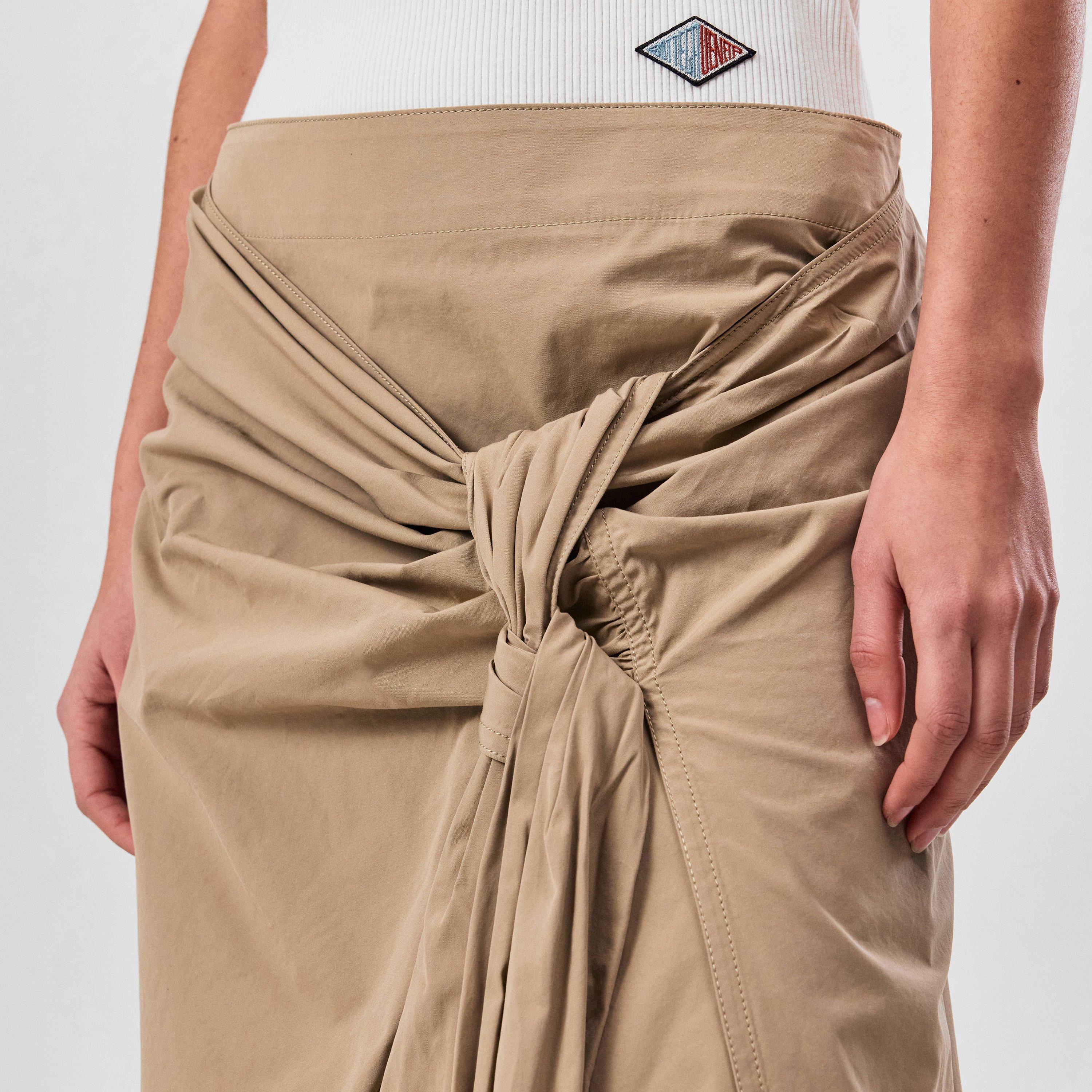 Sand - Bottega Veneta - Compact Cotton Skirt With Knot Detail - 5