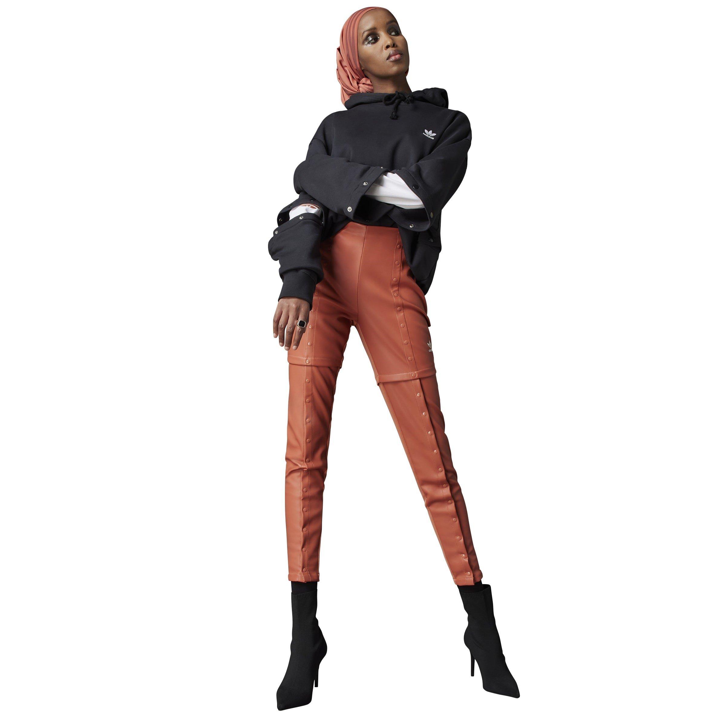 Brown - adidas Originals - Original Slim Snap-Button Pants Womens - 16