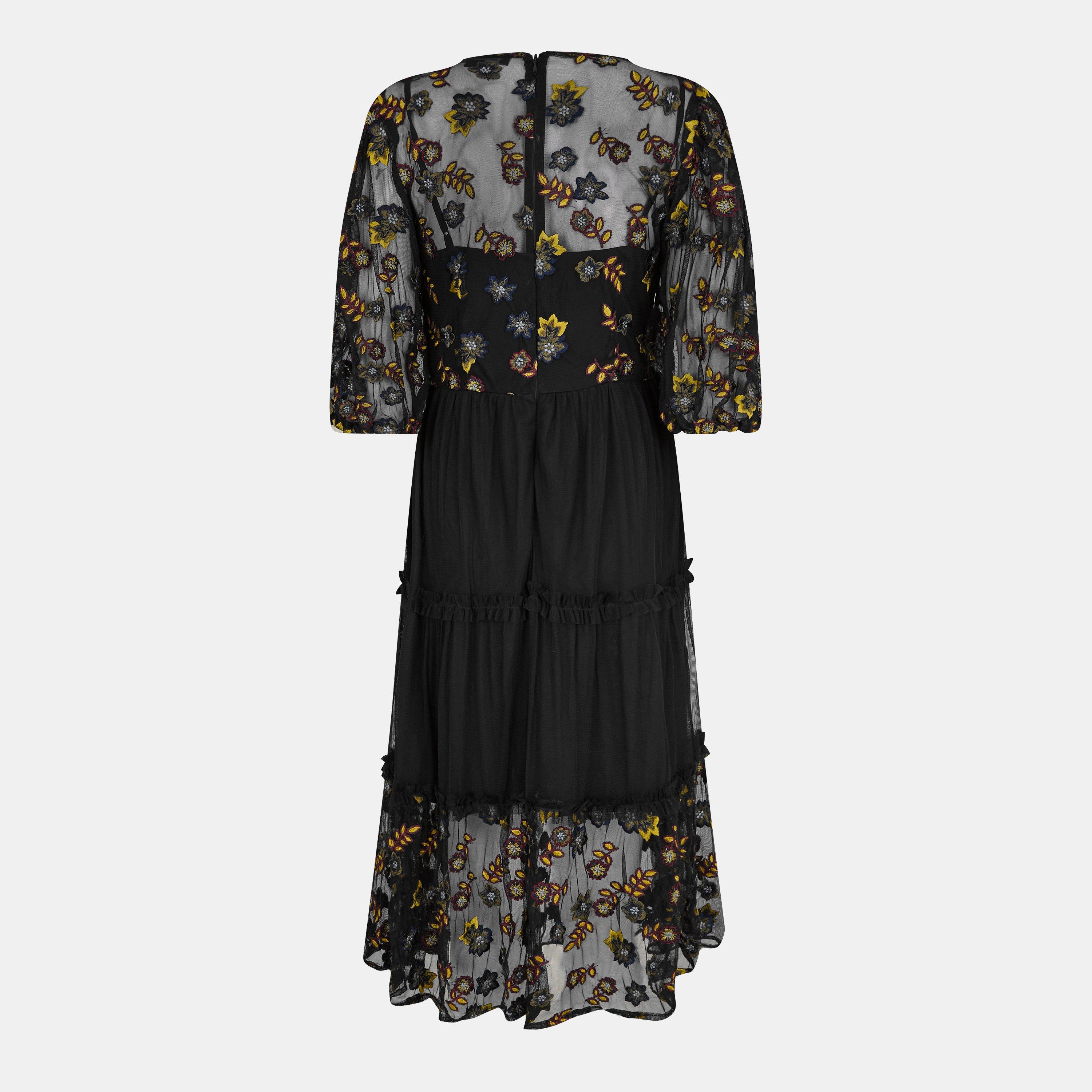 01-Blackout - French Connection - Women's Camielle Embroidered Midi Skirt - 2