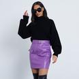 ISAWITFIRST Zip Front Belted Faux Leather Mini Skirt