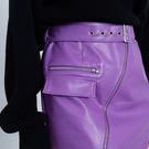 Violet - Conditions de la promotion - ISAWITFIRST Zip Front Belted Faux Leather Mini Skirt - 2