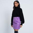 Violet - Conditions de la promotion - ISAWITFIRST Zip Front Belted Faux Leather Mini Skirt - 3