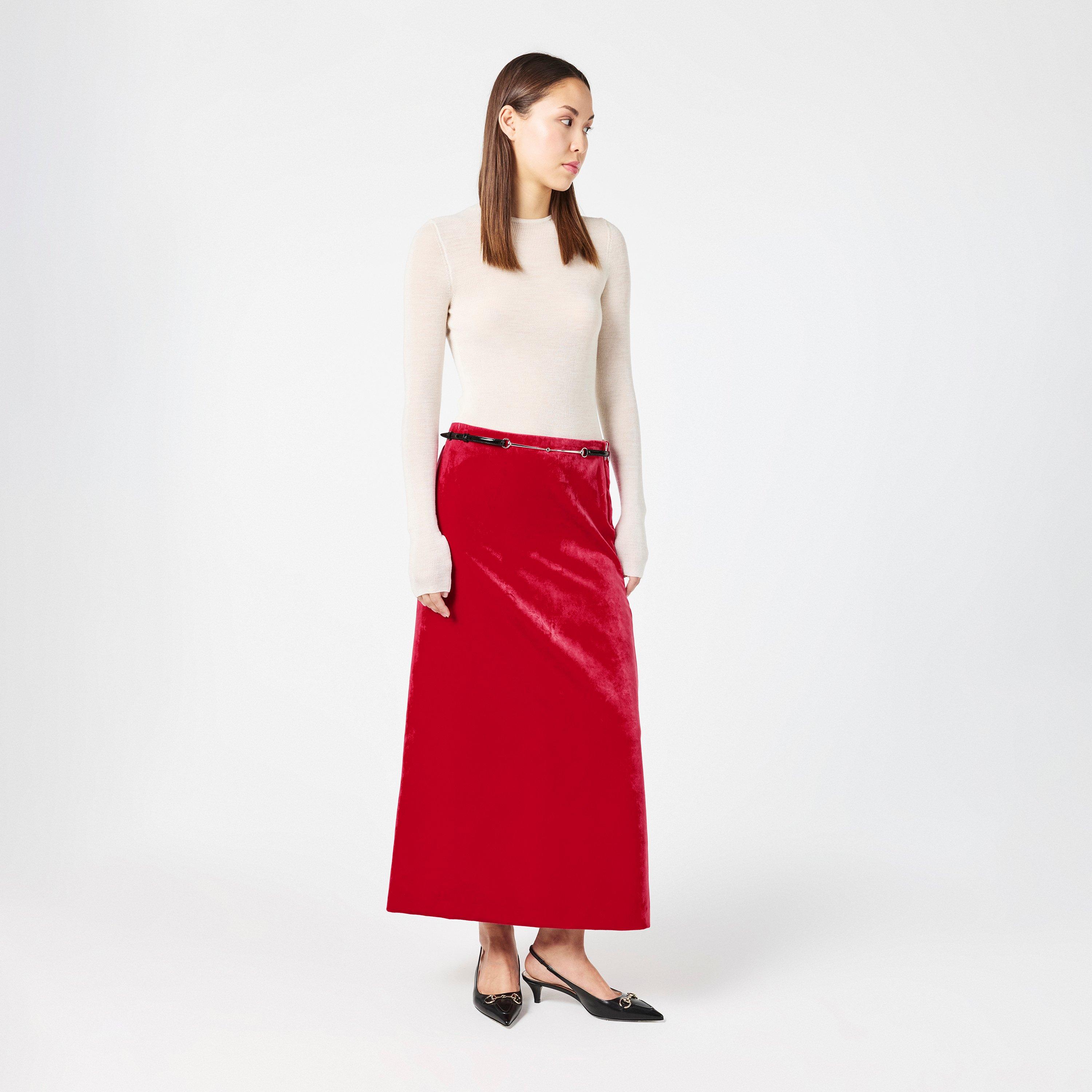 スカート GUCCI FW23 Fuchsia velvet skirt (759796Z8BMP 5944) スカート GUCCI FW23 Fuchsia velvet skirt (759796Z8BMP 5944