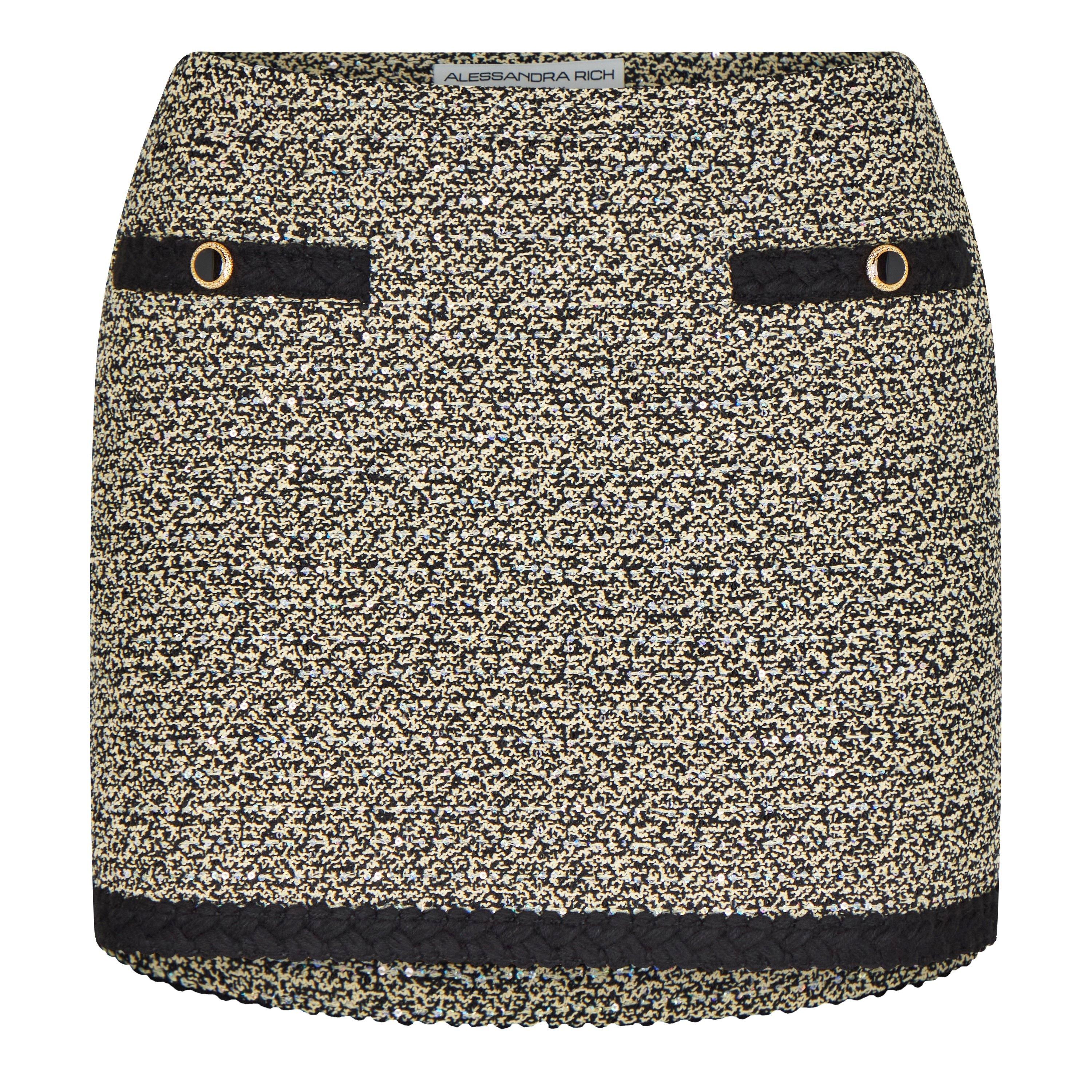 Yellow/Black - Alessandra Rich - Women's Sequin Mini Skirt - 5