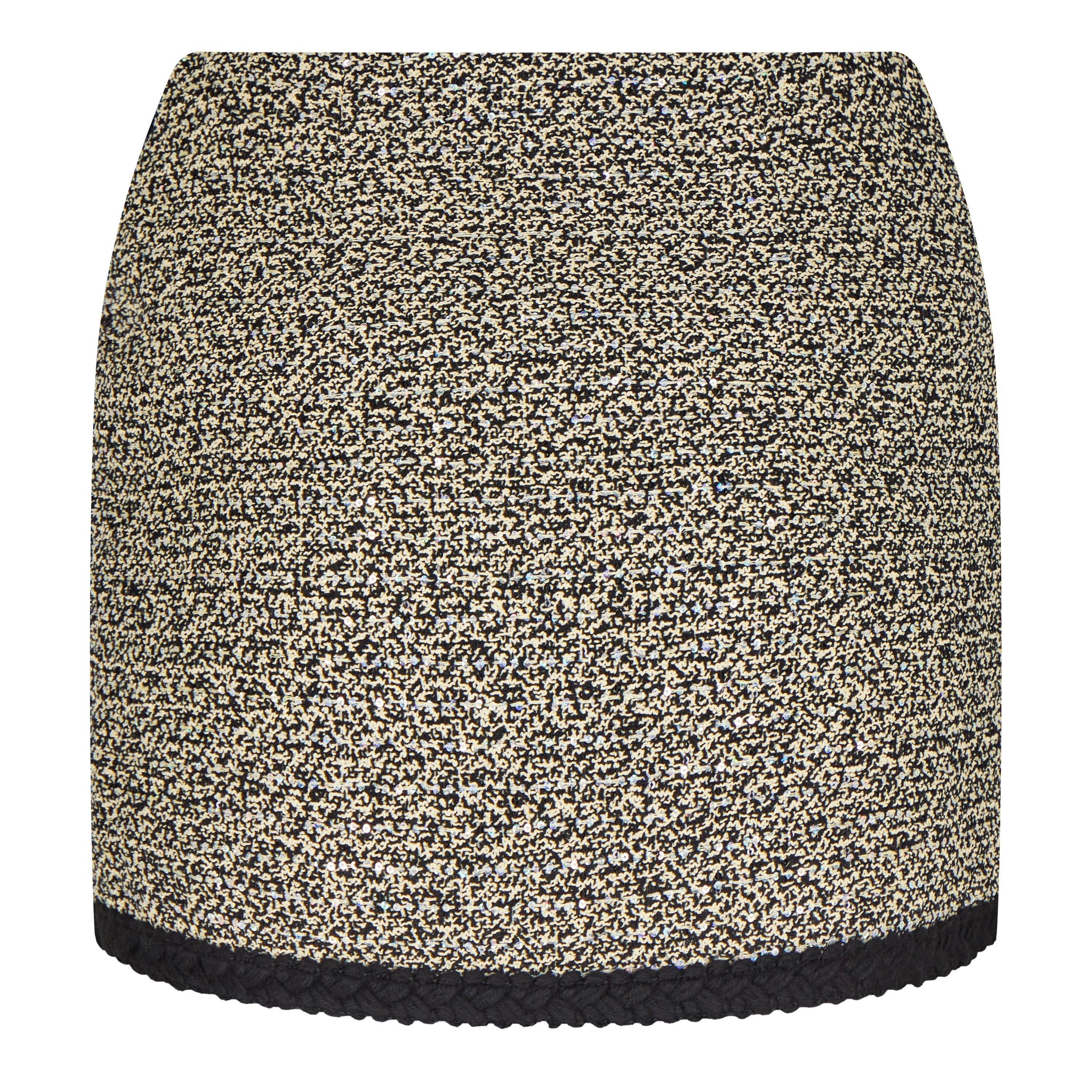 Yellow/Black - Alessandra Rich - Women's Sequin Mini Skirt - 6