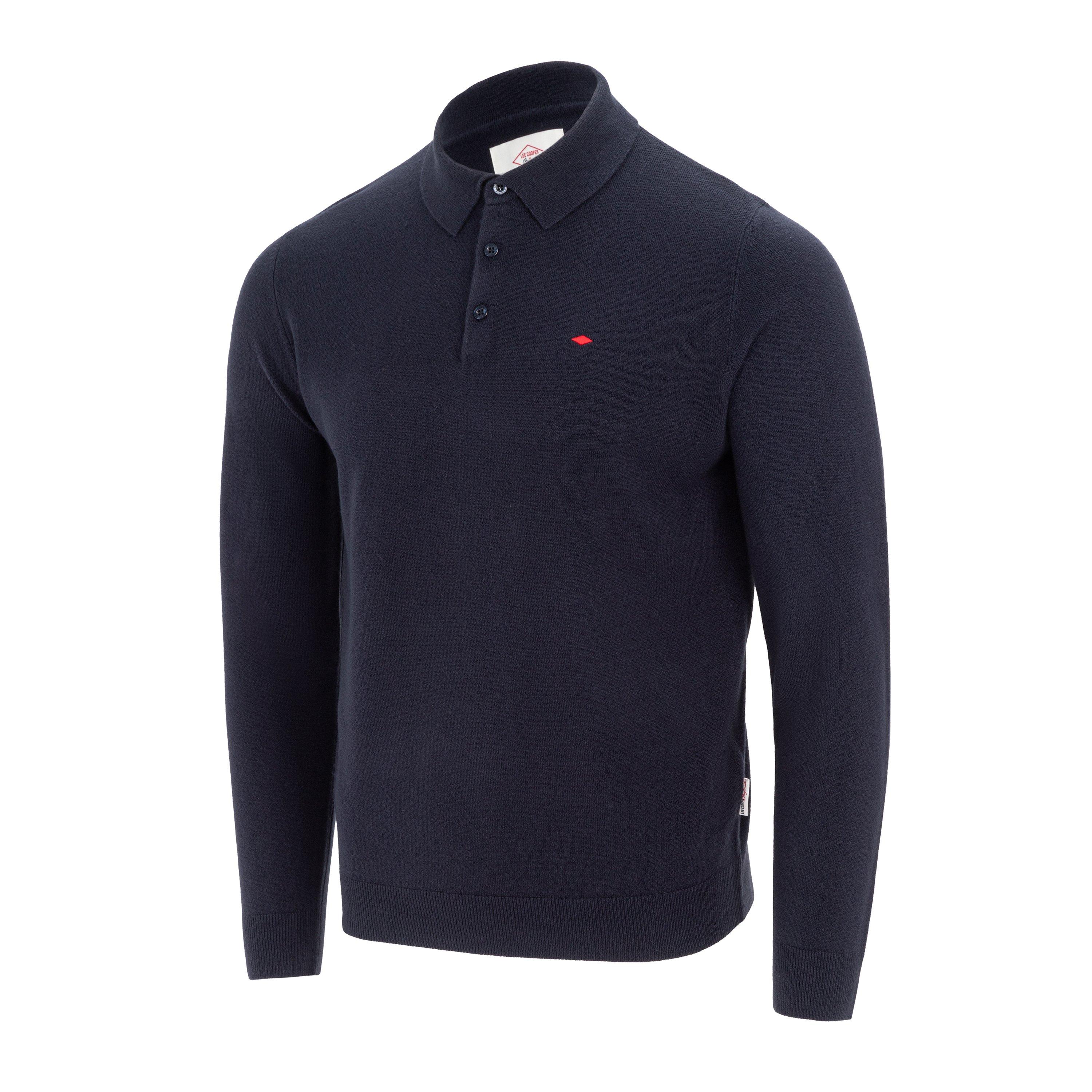 Navy - Lee Cooper - Cooper Long Sleeve Polo - 4