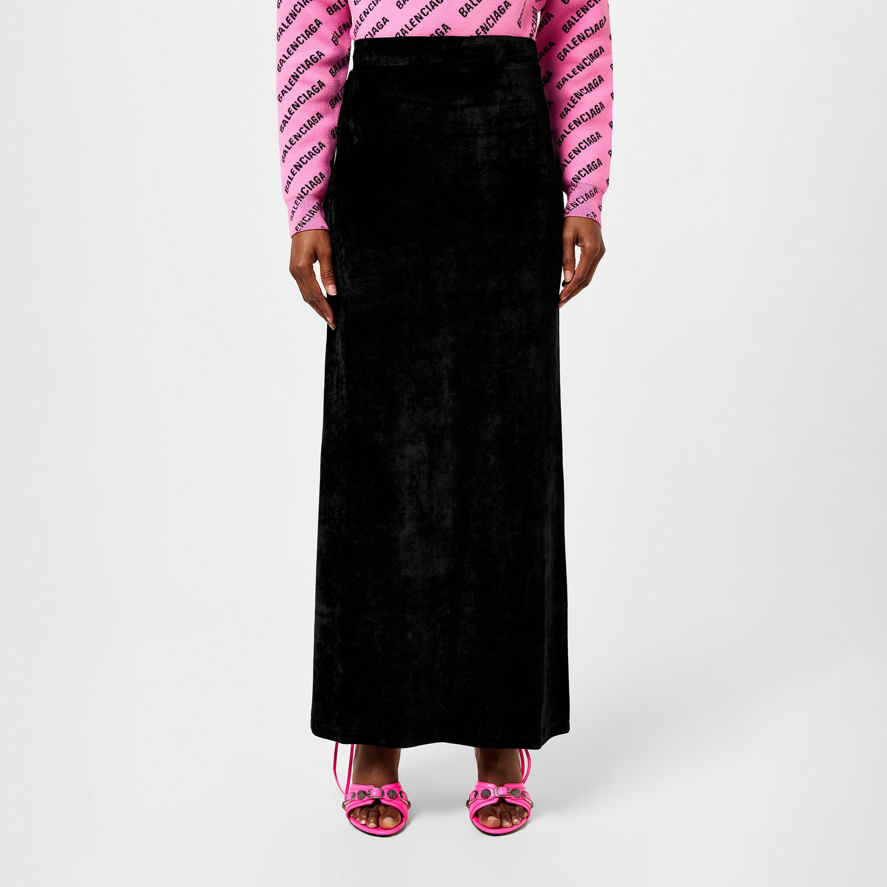 Black 1000 - Balenciaga - Velvet Maxi Skirt - 1