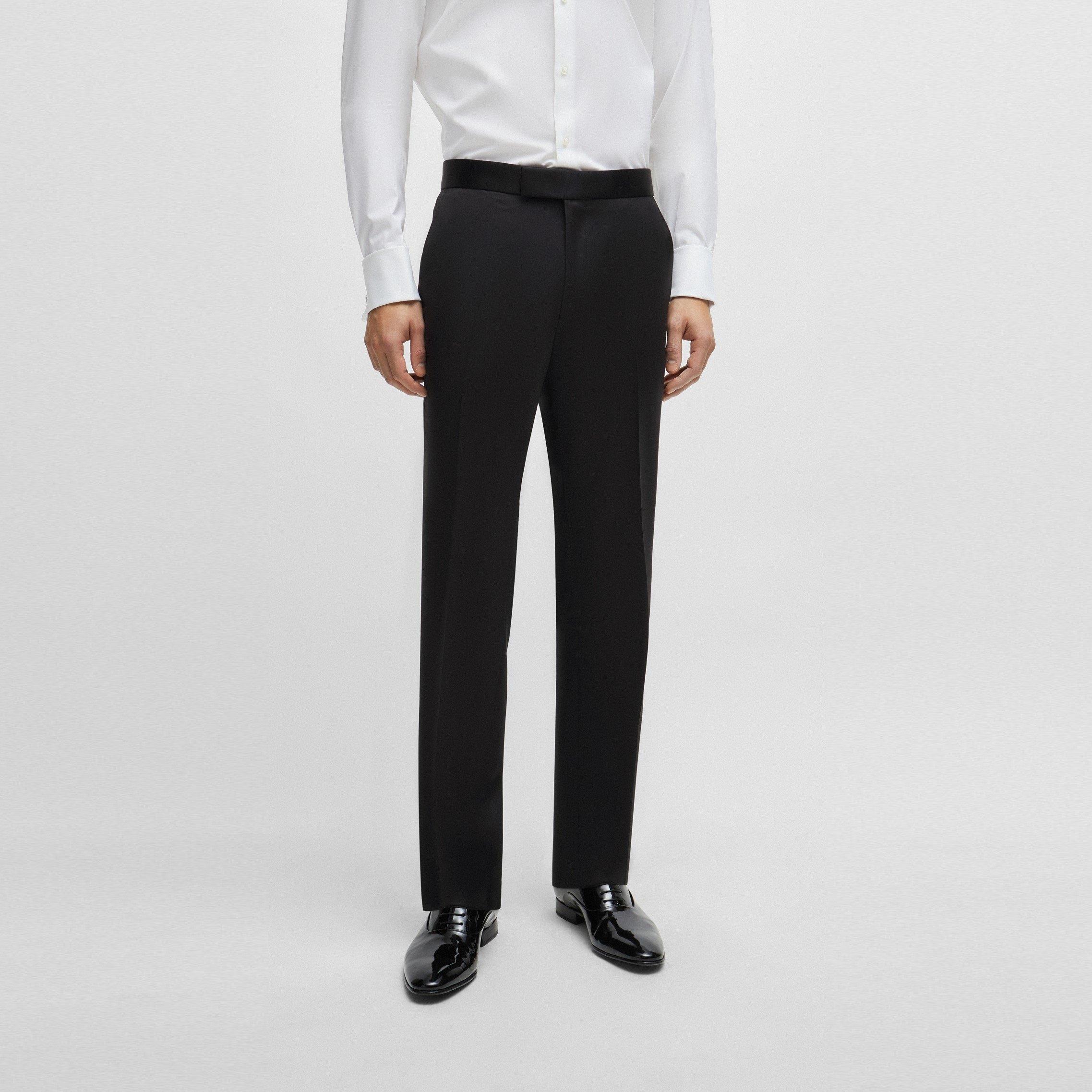 Black 001 - Boss - Genius Tuxedo Trousers - 2