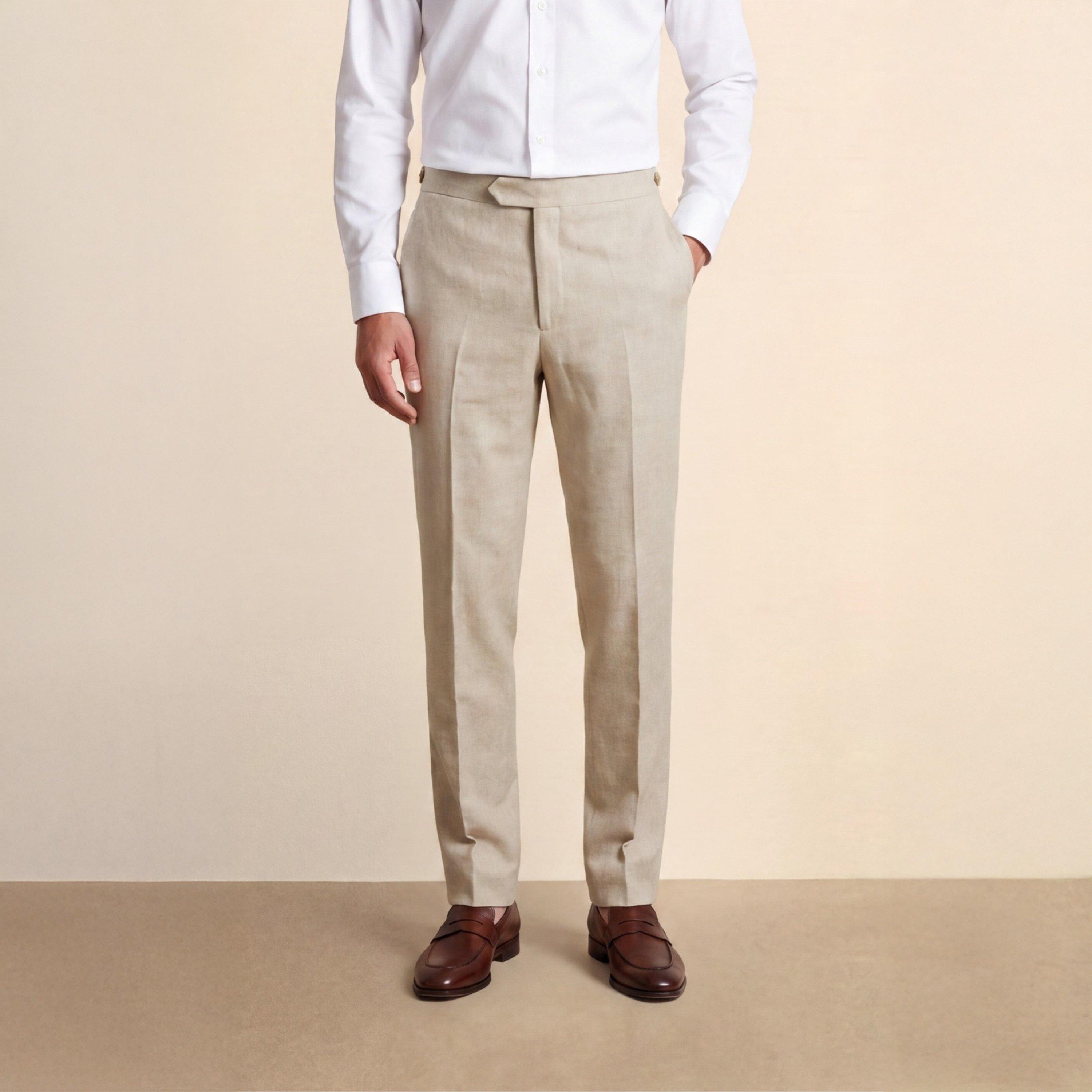 Tan - Without Prejudice - Archer Slim Fit Tan Tweed Suit Trousers - 2