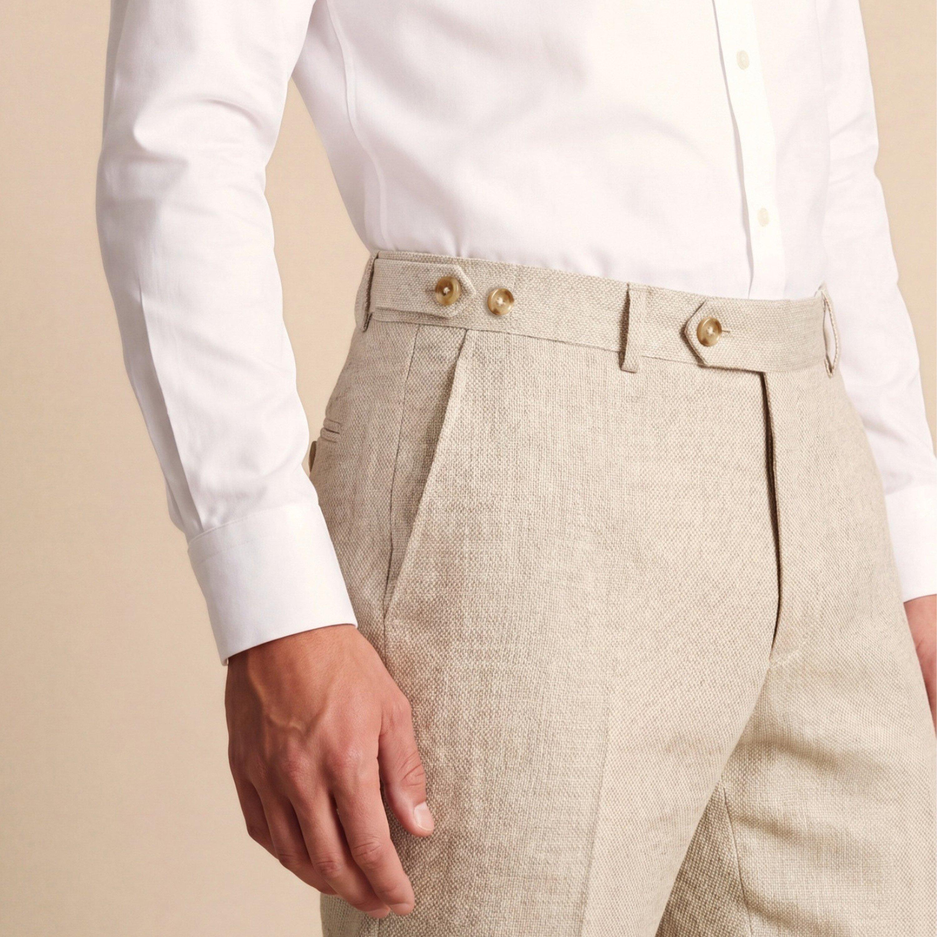 Tan - Without Prejudice - Archer Slim Fit Tan Tweed Suit Trousers - 4