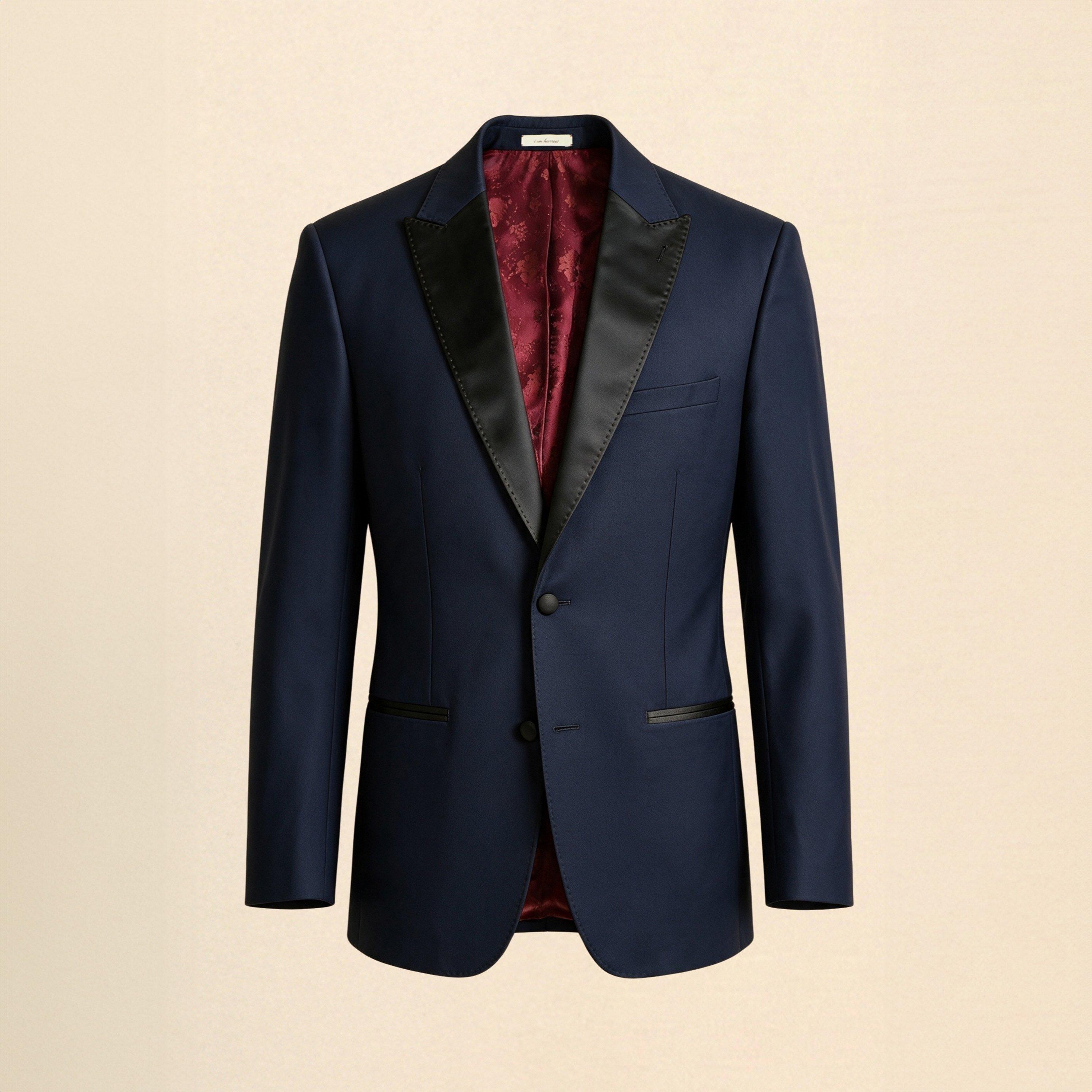 Navy - Without Prejudice - Palmer Slim Fit Tuxedo Suit Trousers
