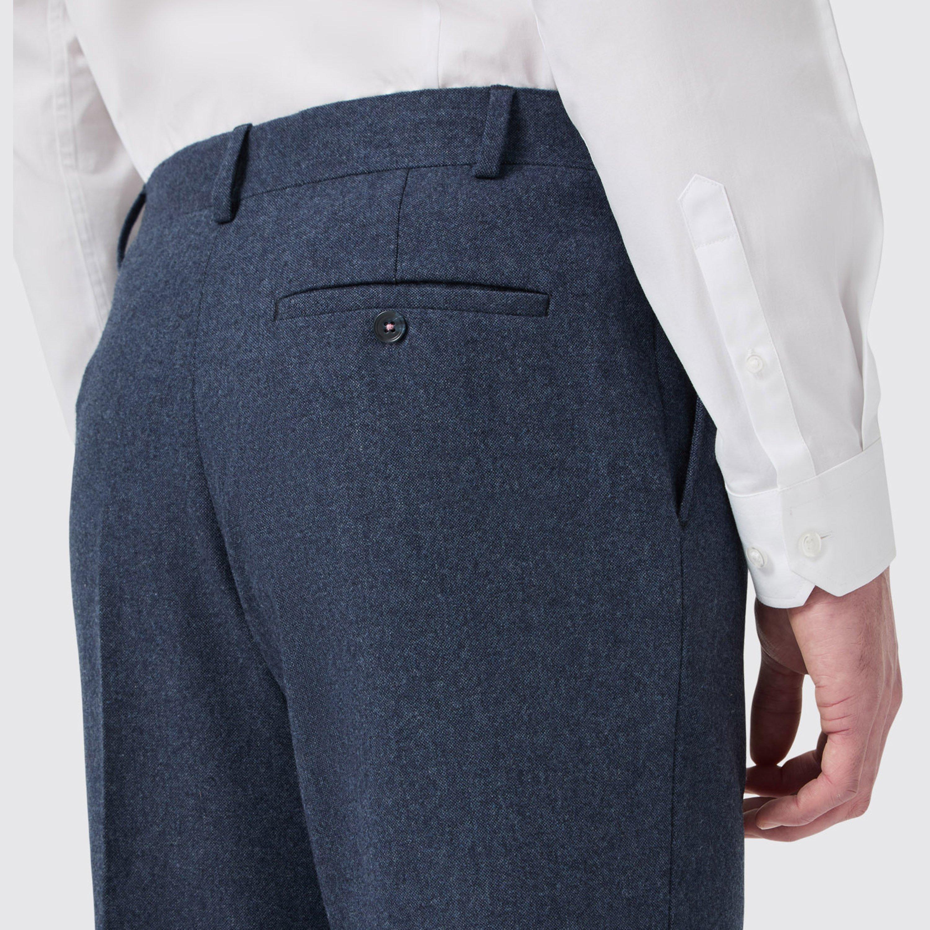 Navy Tweed - Without Prejudice - WP Archer Slim Fit Donegal Trousers Mens - 3