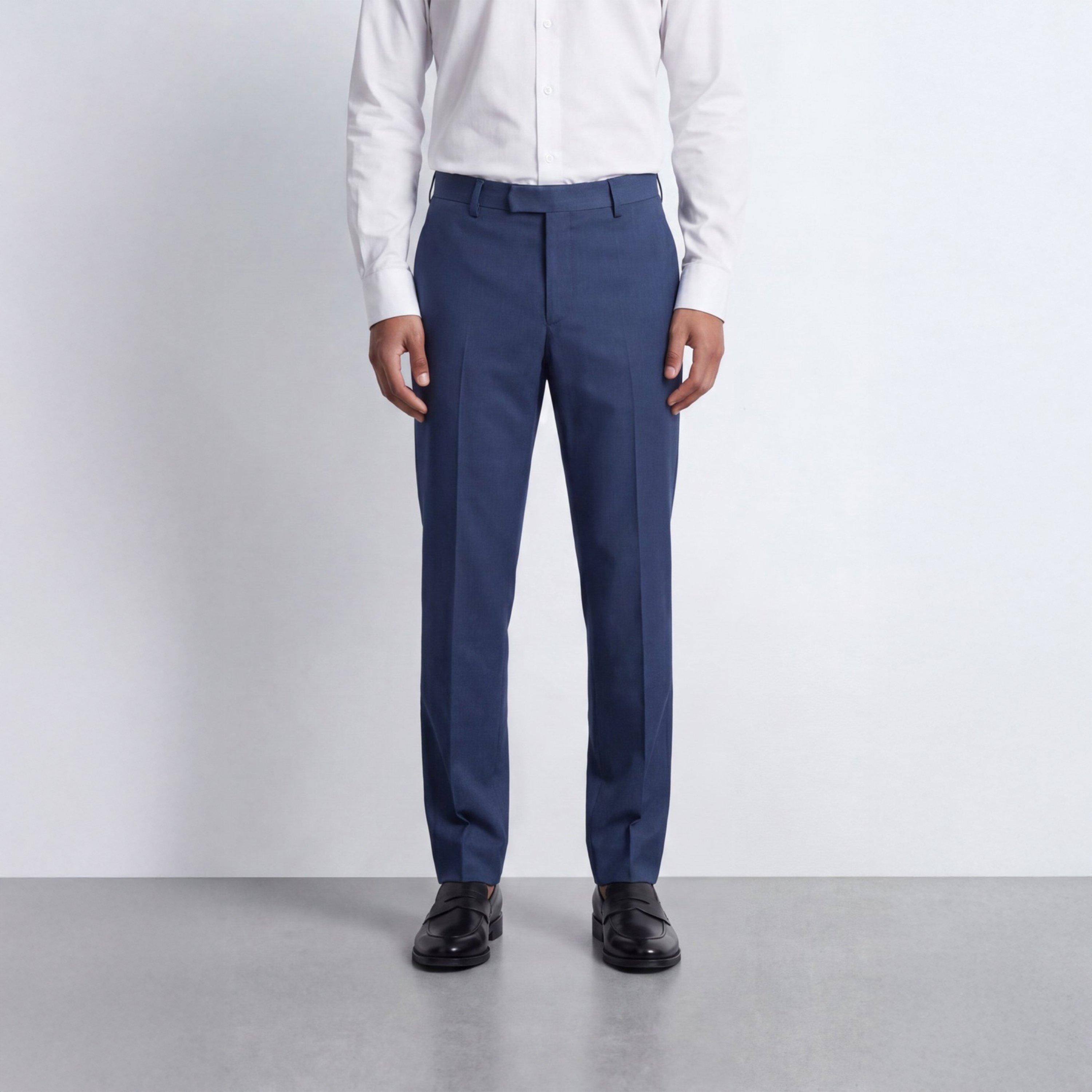 Mid Blue - Twisted Tailor - Mens Gordon Slim Fit Suit Trousers - 2