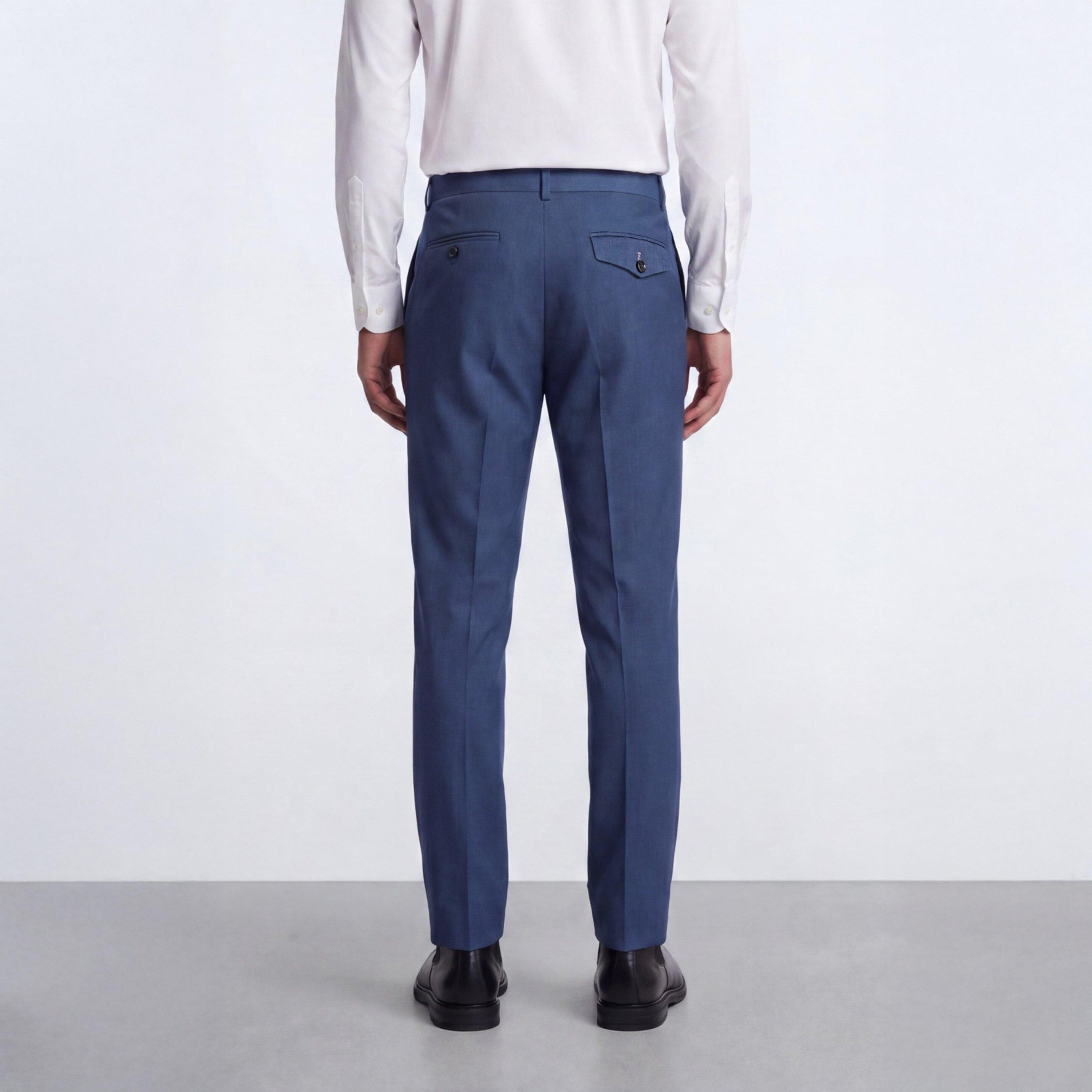 Mid Blue - Twisted Tailor - Mens Gordon Slim Fit Suit Trousers - 3